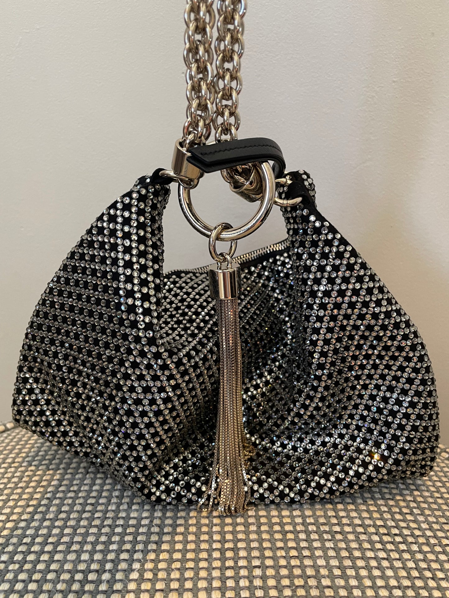 Preloved Jimmy Choo Sequin studded Crystal Tassel Callie Clutch