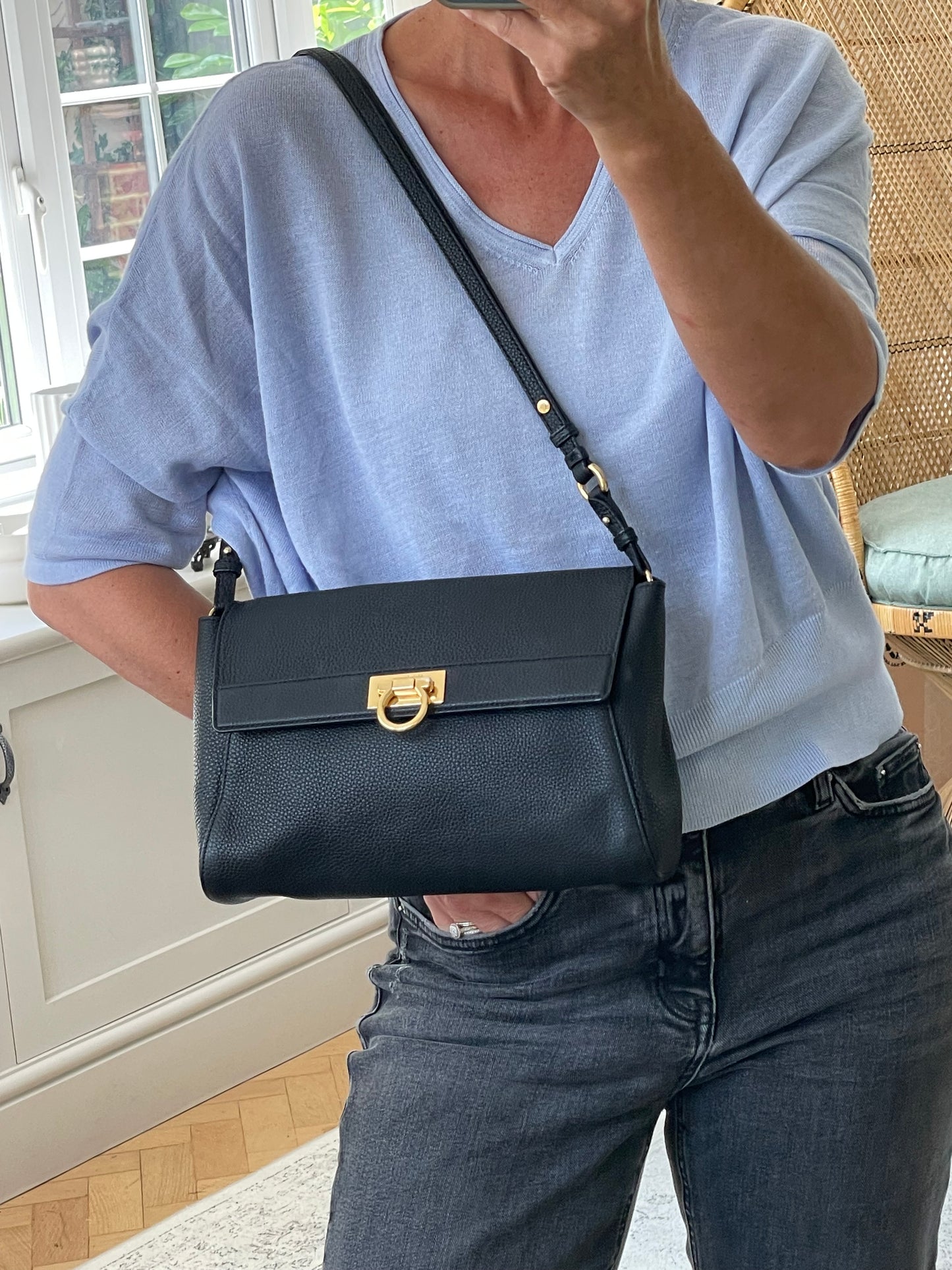 Preloved Salvatore Ferragamo Calfskin Abbey Crossbody Bag
