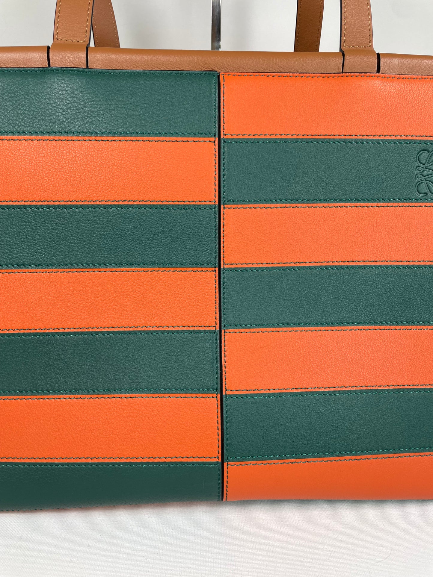 Preloved Loewe Striped Cushion Shopping Tote Bag, Large