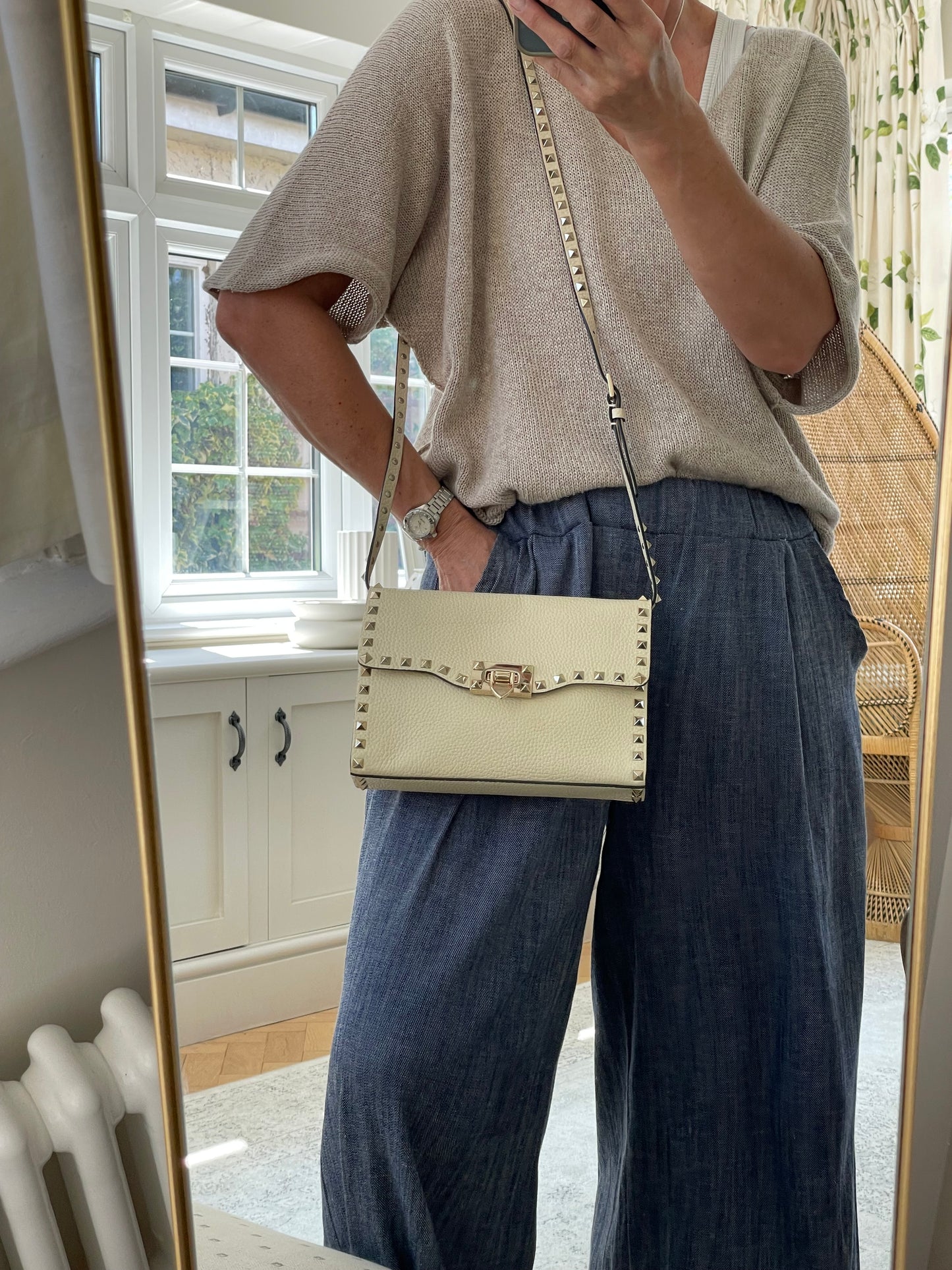 Preloved Valentino Garavani Rockstud Soft Shoulder Bag, Medium