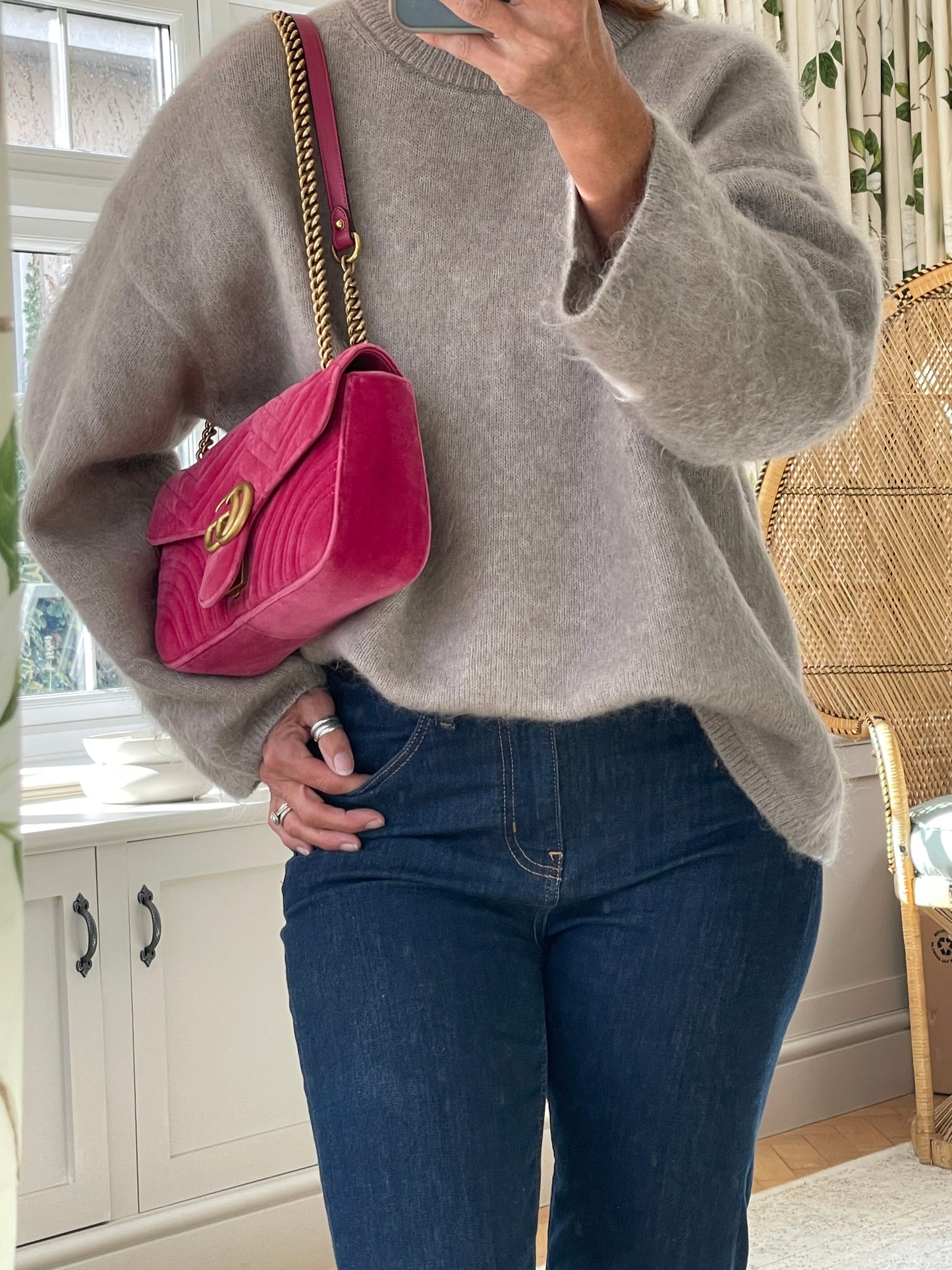 Preloved Gucci Velvet Matelasse GG Marmont Shoulder Bag, Small