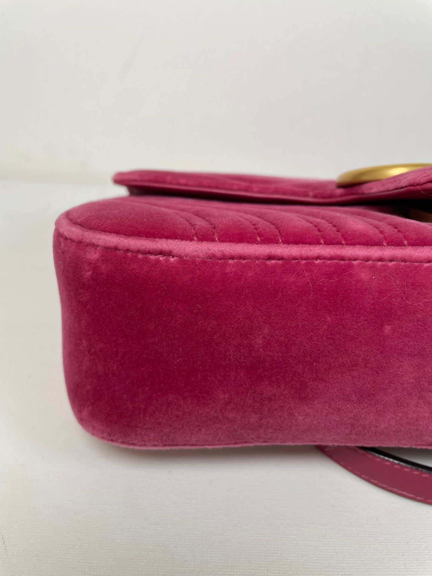 Preloved Gucci Velvet Matelasse GG Marmont Shoulder Bag, Small