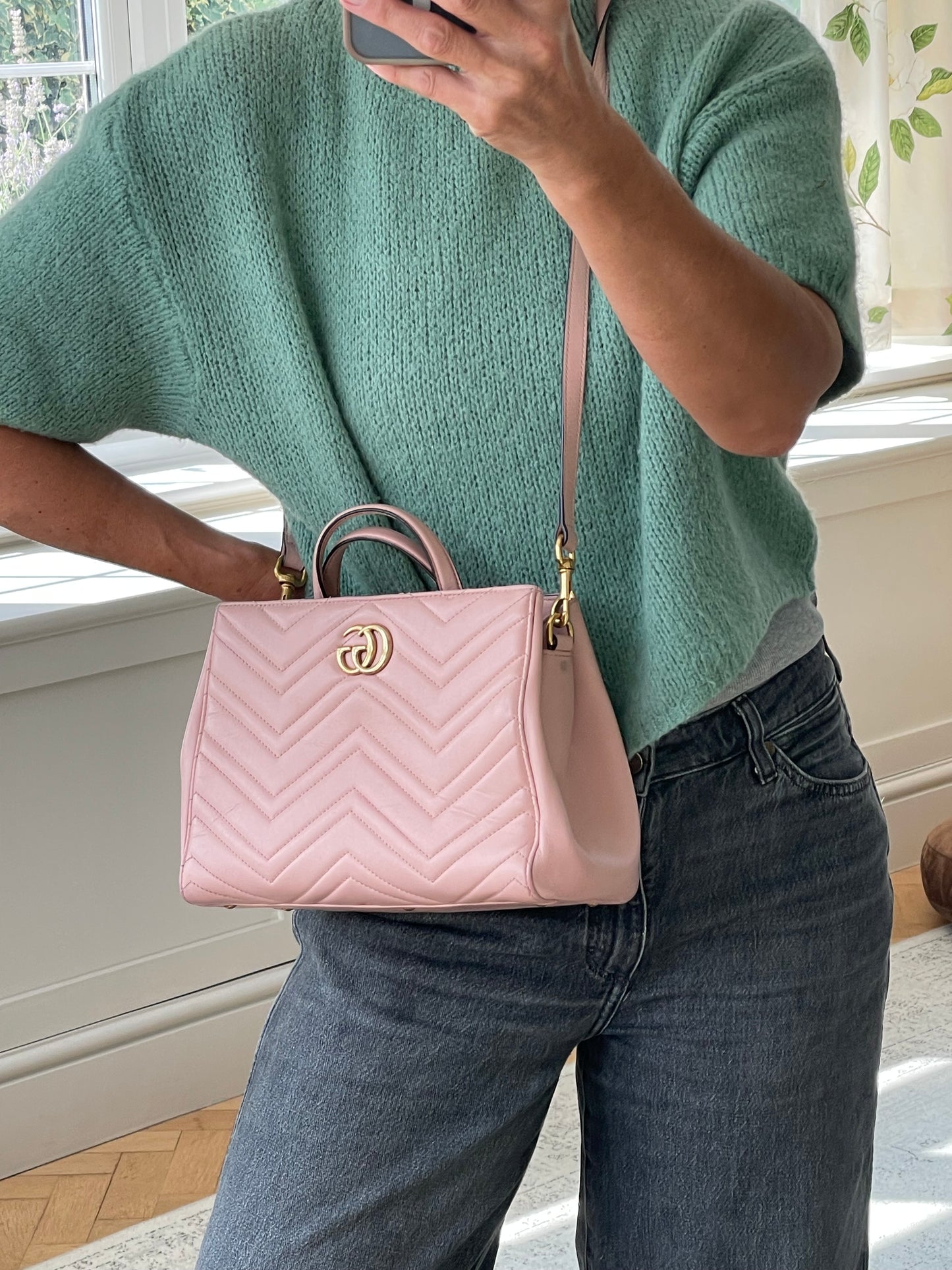 Preloved Gucci Quilted Marmont Top Handle Tote Bag, Small