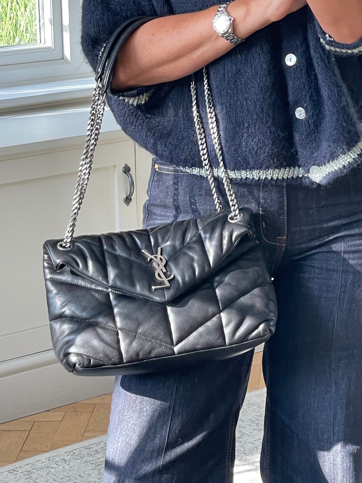Preloved Saint Laurent Quilted LouLou Puffer Bag, Small