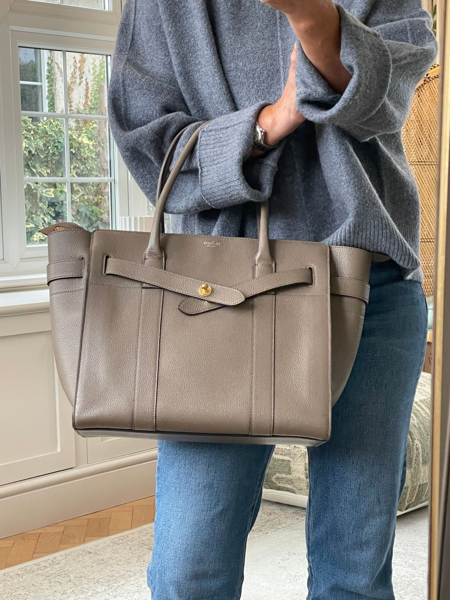 Preloved Mulberry Classic Grain Zipped Bayswater Bag, Large