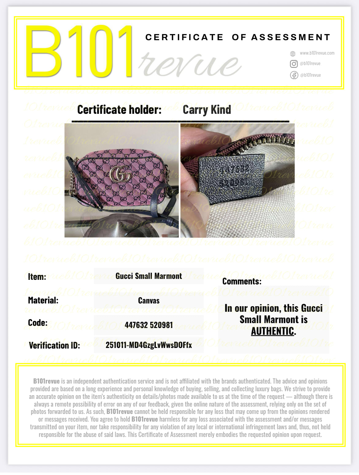 Preloved Gucci Diagonal Quilted Canvas Marmont Camera Bag, Small