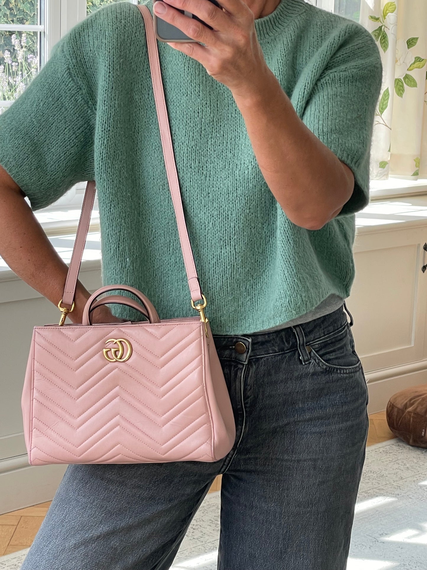 Preloved Gucci Quilted Marmont Top Handle Tote Bag, Small