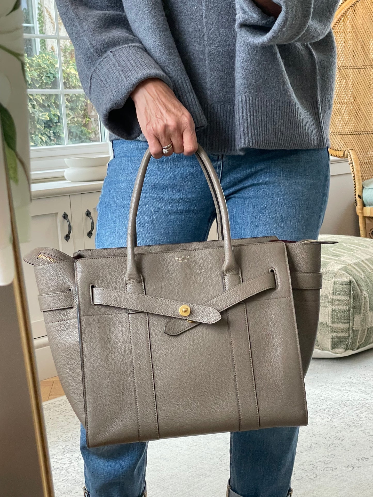 Preloved Mulberry Classic Grain Zipped Bayswater Bag, Large