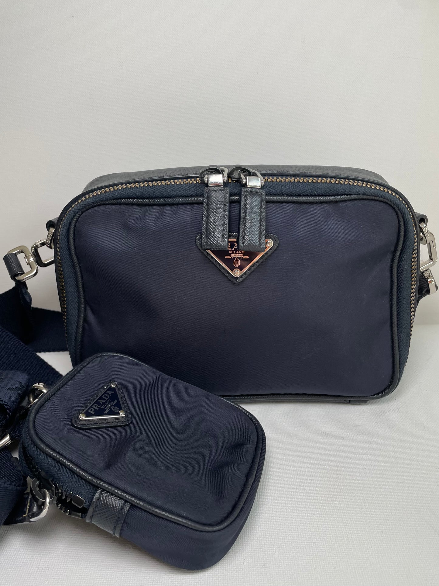 Preloved Prada Re-Nylon and Saffiano leather crossbody camera bag