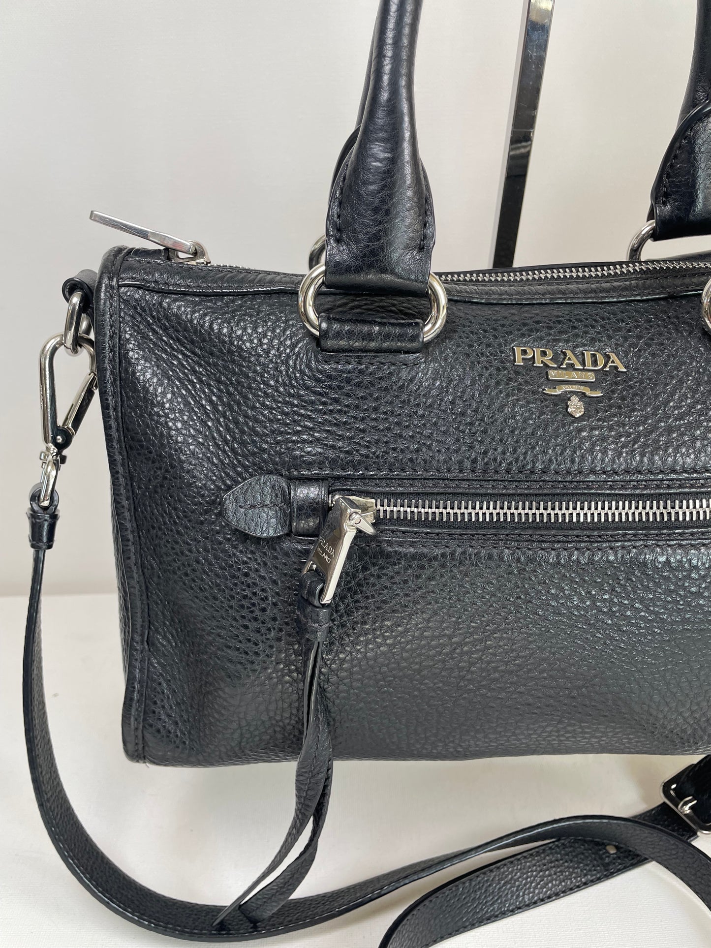 Preloved Prada Vitello Daino Bauletto Bag, Small