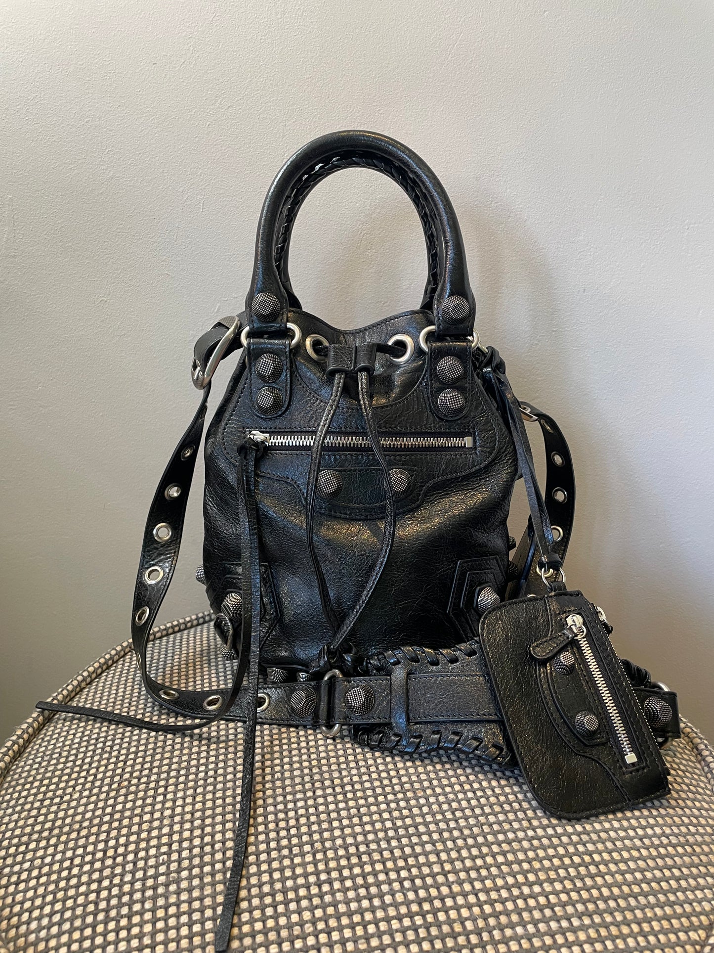 Preloved Balenciaga Agneau Arena Le Cagole Bucket Bag, Small