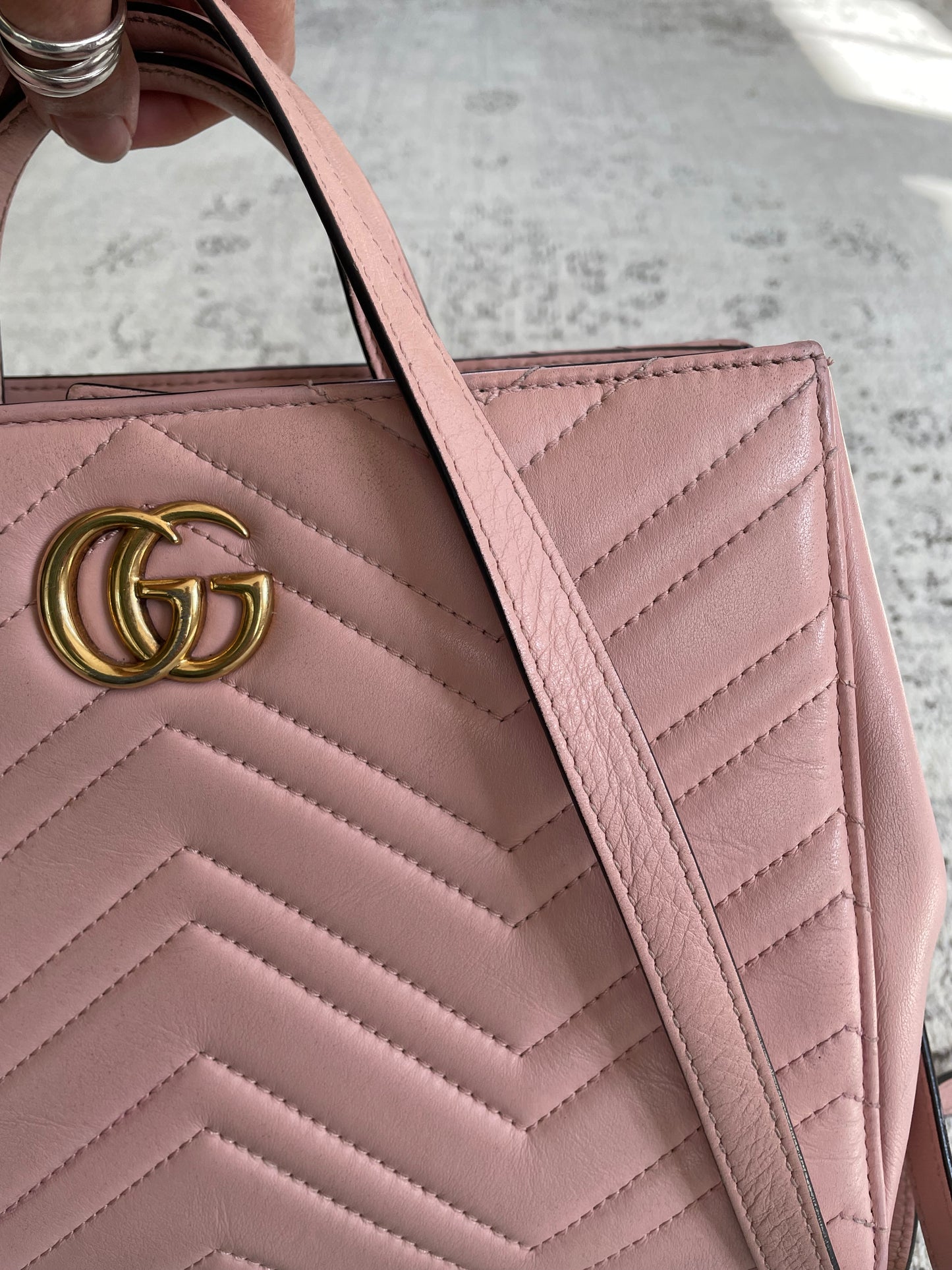 Preloved Gucci Quilted Marmont Top Handle Tote Bag, Small
