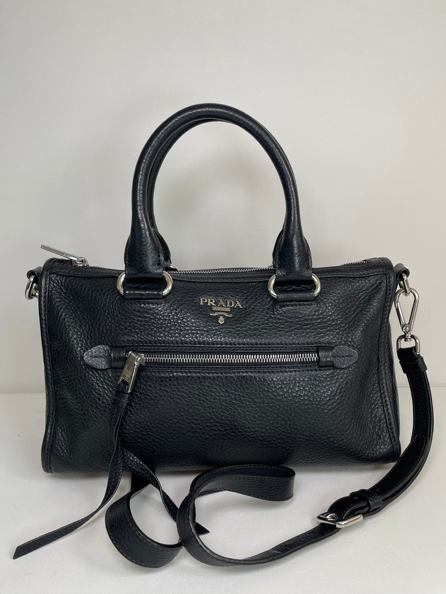 Preloved Prada Vitello Daino Bauletto Bag, Small