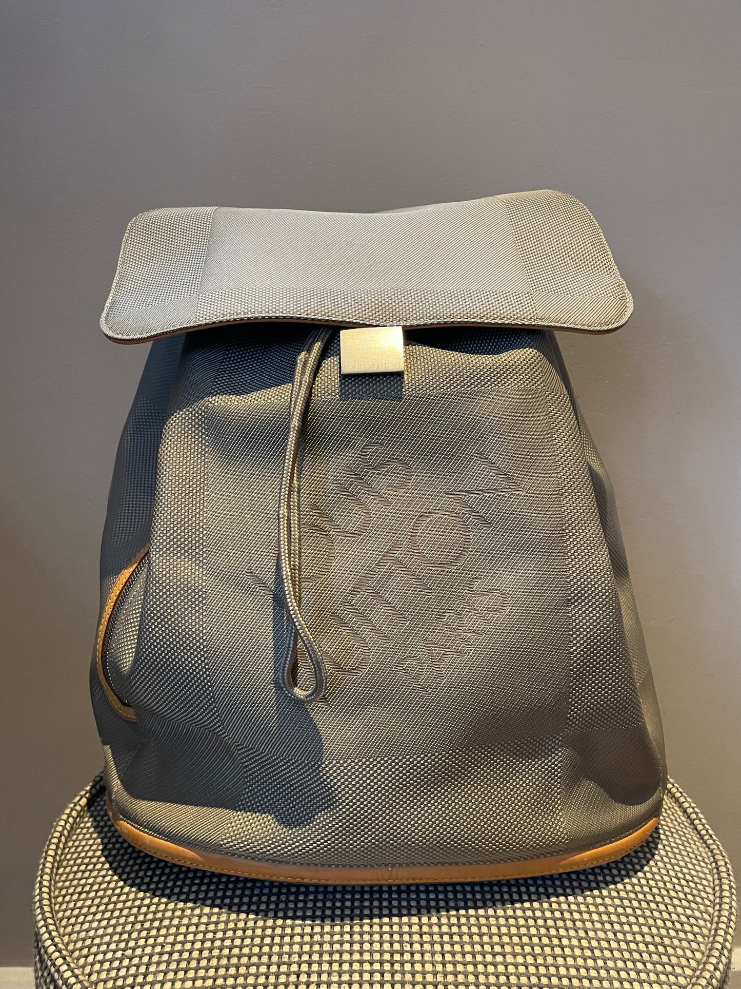 Preloved Louis Vuitton Pioneer Backpack in Damier Jean Canvas and Sable Silvertone Hardware