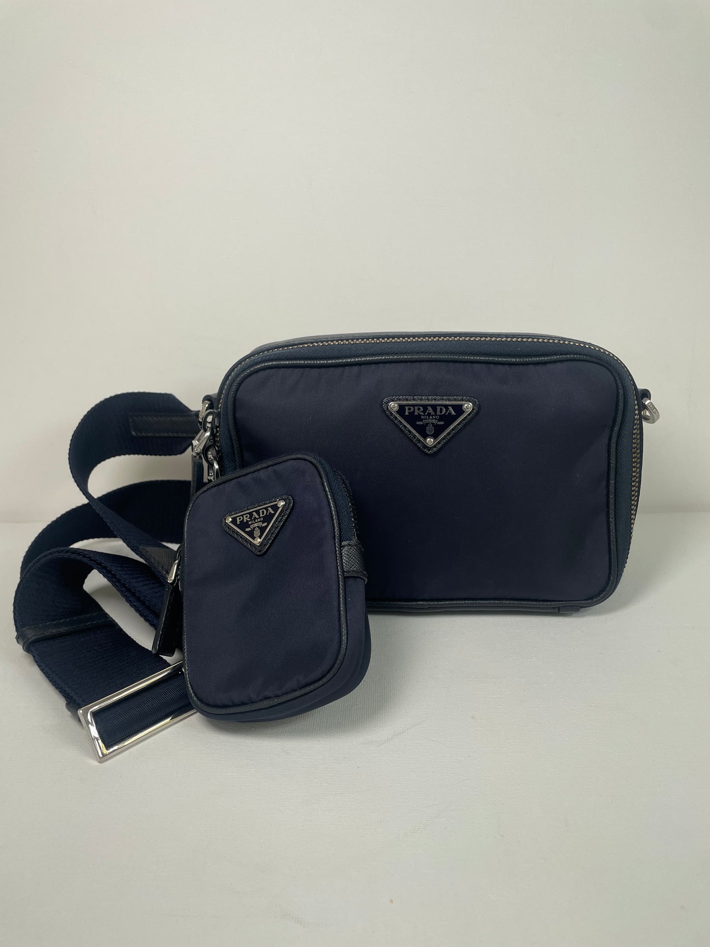 Preloved Prada Re-Nylon and Saffiano leather crossbody camera bag