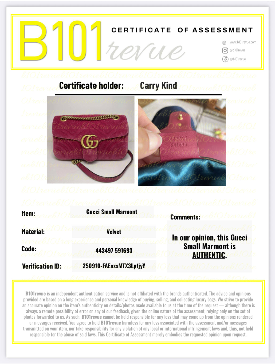 Preloved Gucci Velvet Matelasse GG Marmont Shoulder Bag, Small