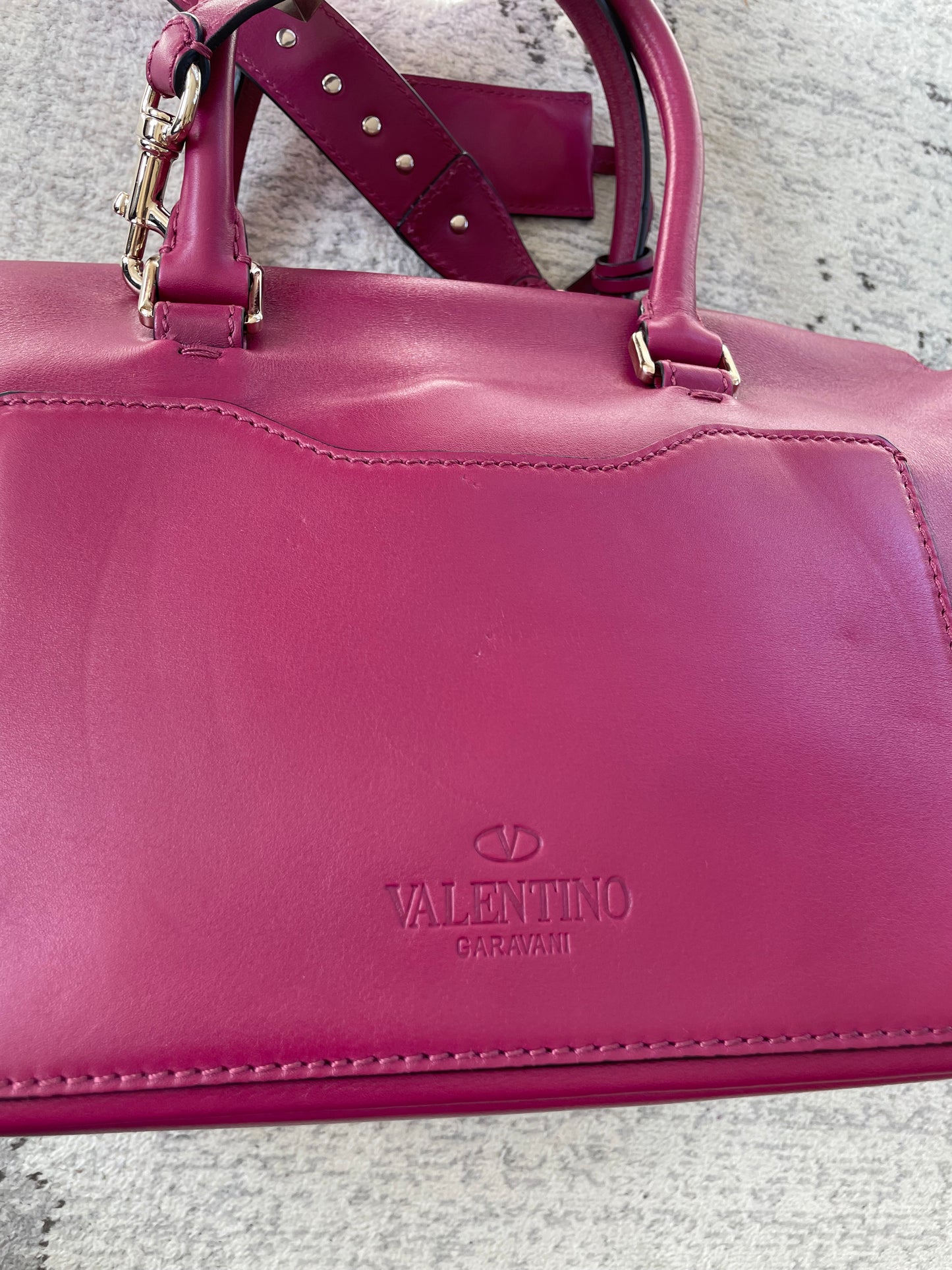 Preloved Valentino Garavani Rockstud Demilune Double Handle Satchel Bag, Small