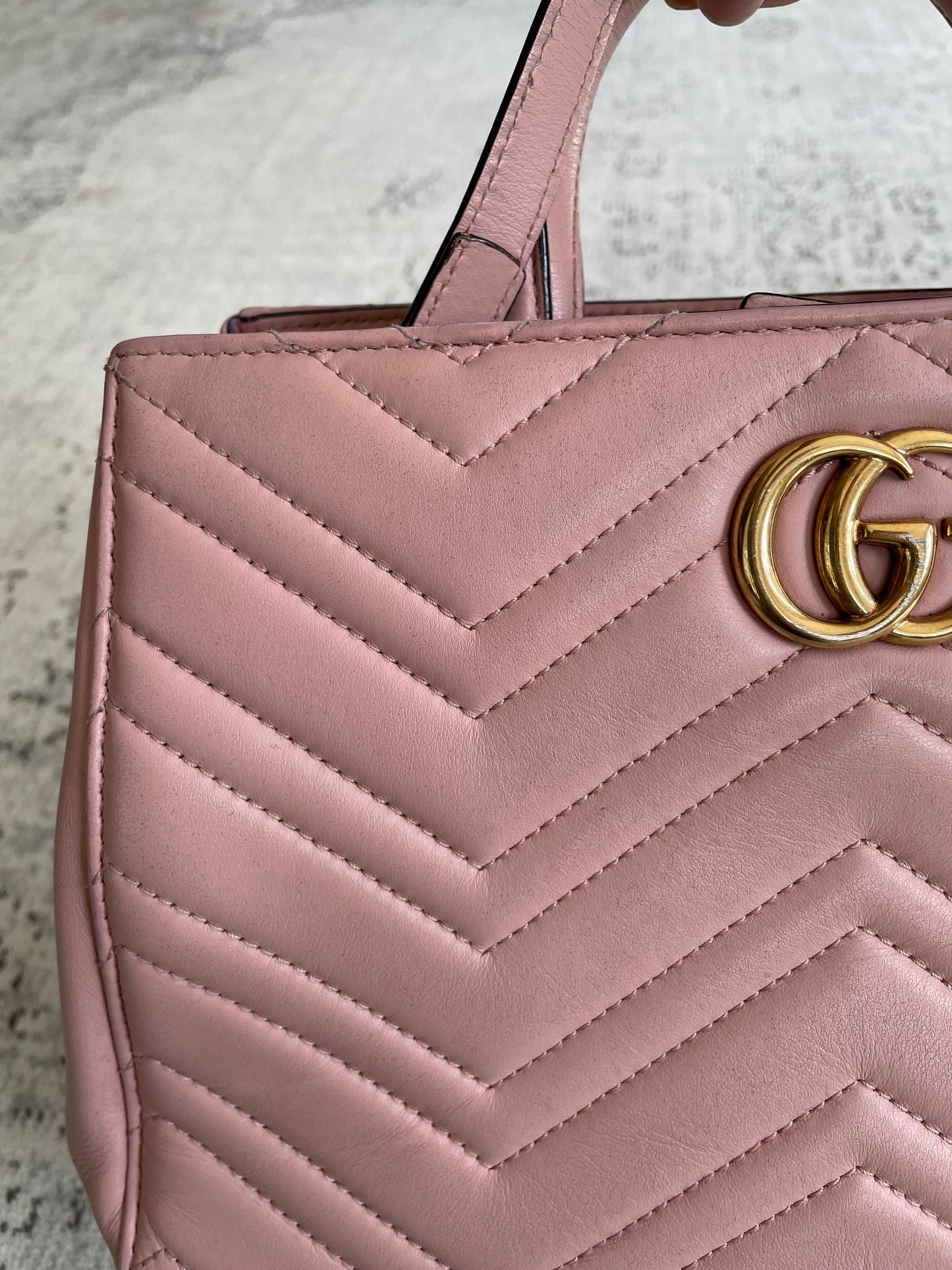 Preloved Gucci Quilted Marmont Top Handle Tote Bag, Small