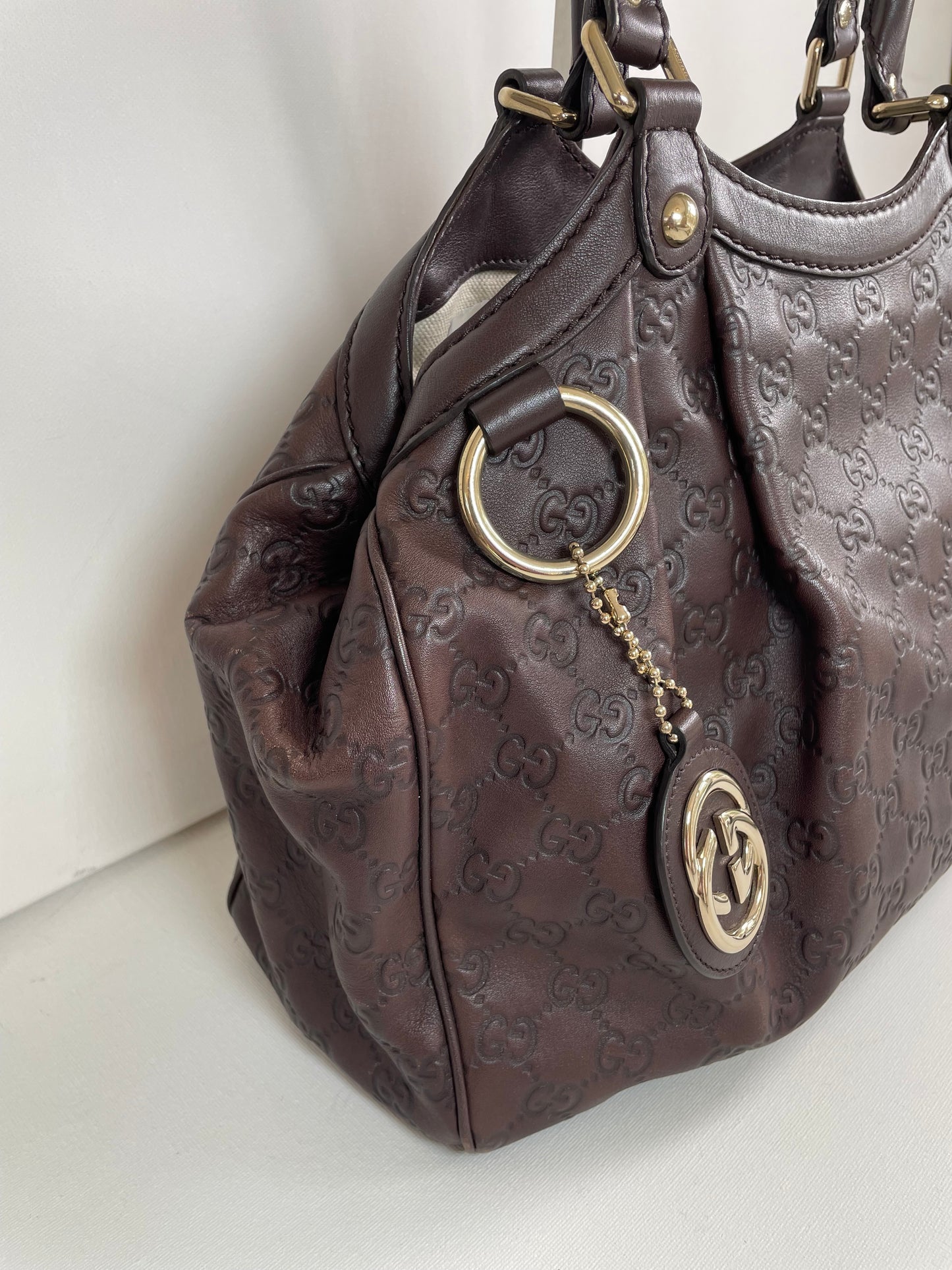 Preloved Gucci Sukey Monogram Guccissima Shoulder Bag, Medium