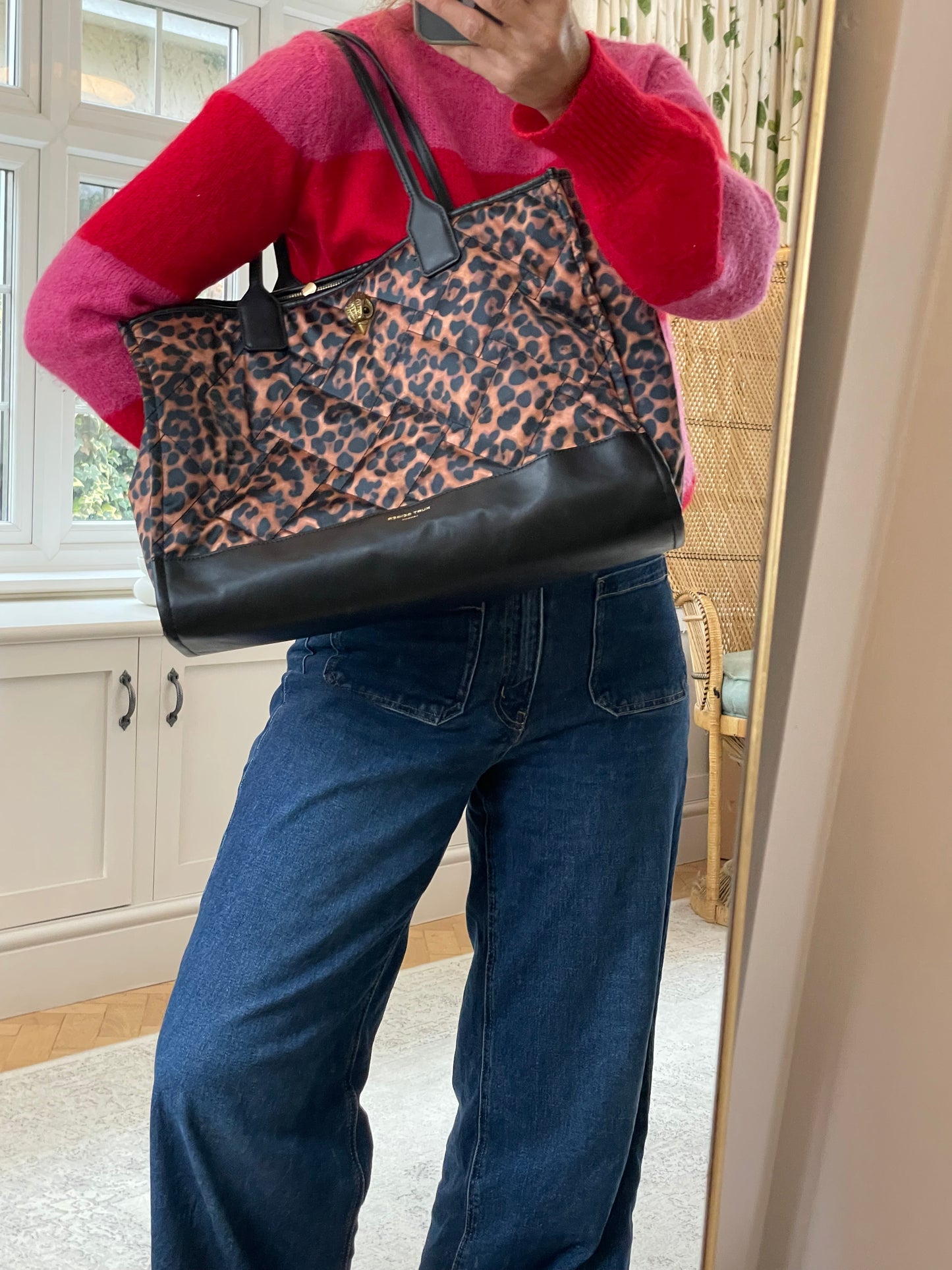 Preloved Kurt Geiger Leopard Print Shopping Tote Bag
