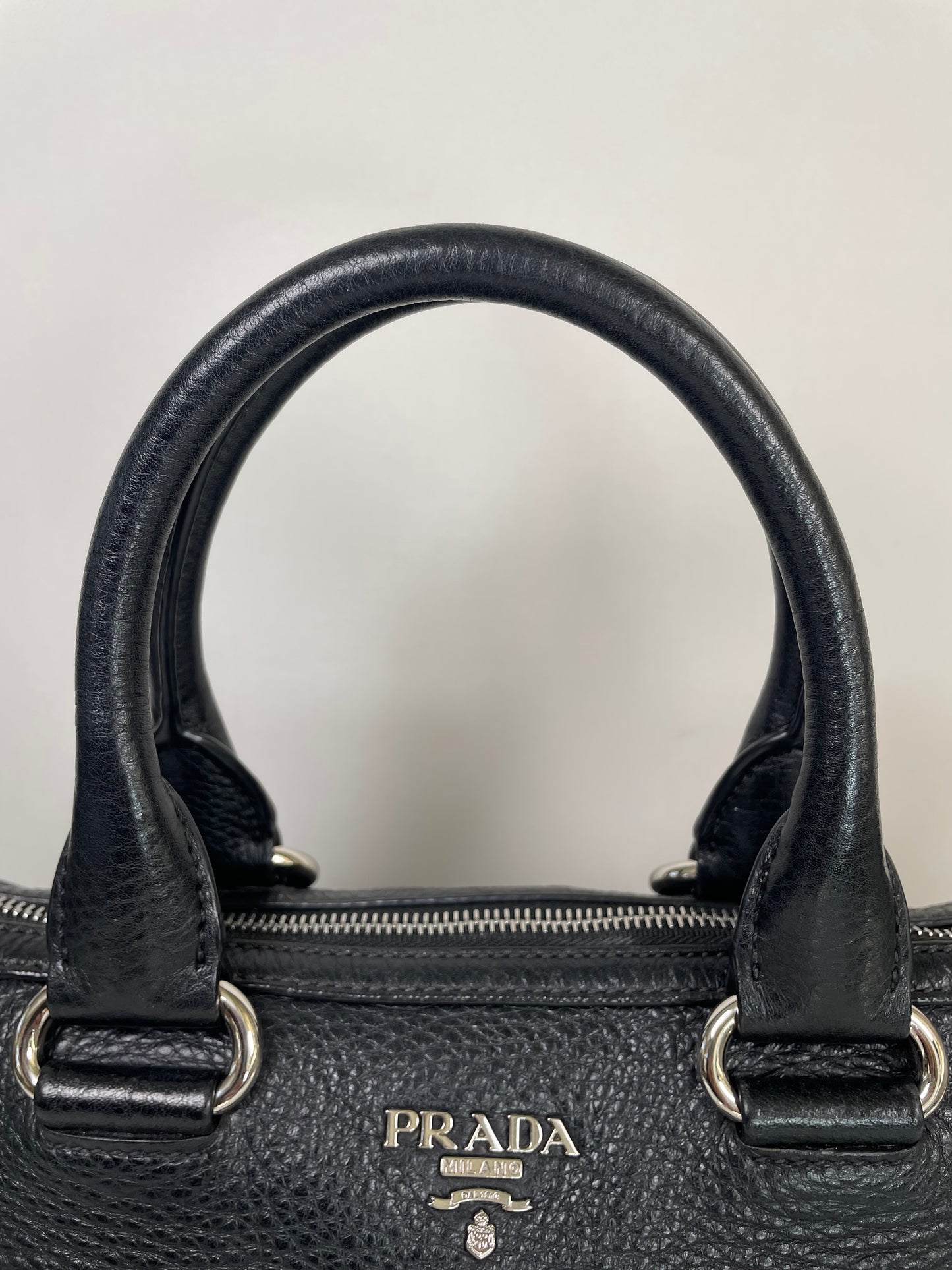Preloved Prada Vitello Daino Bauletto Bag, Small