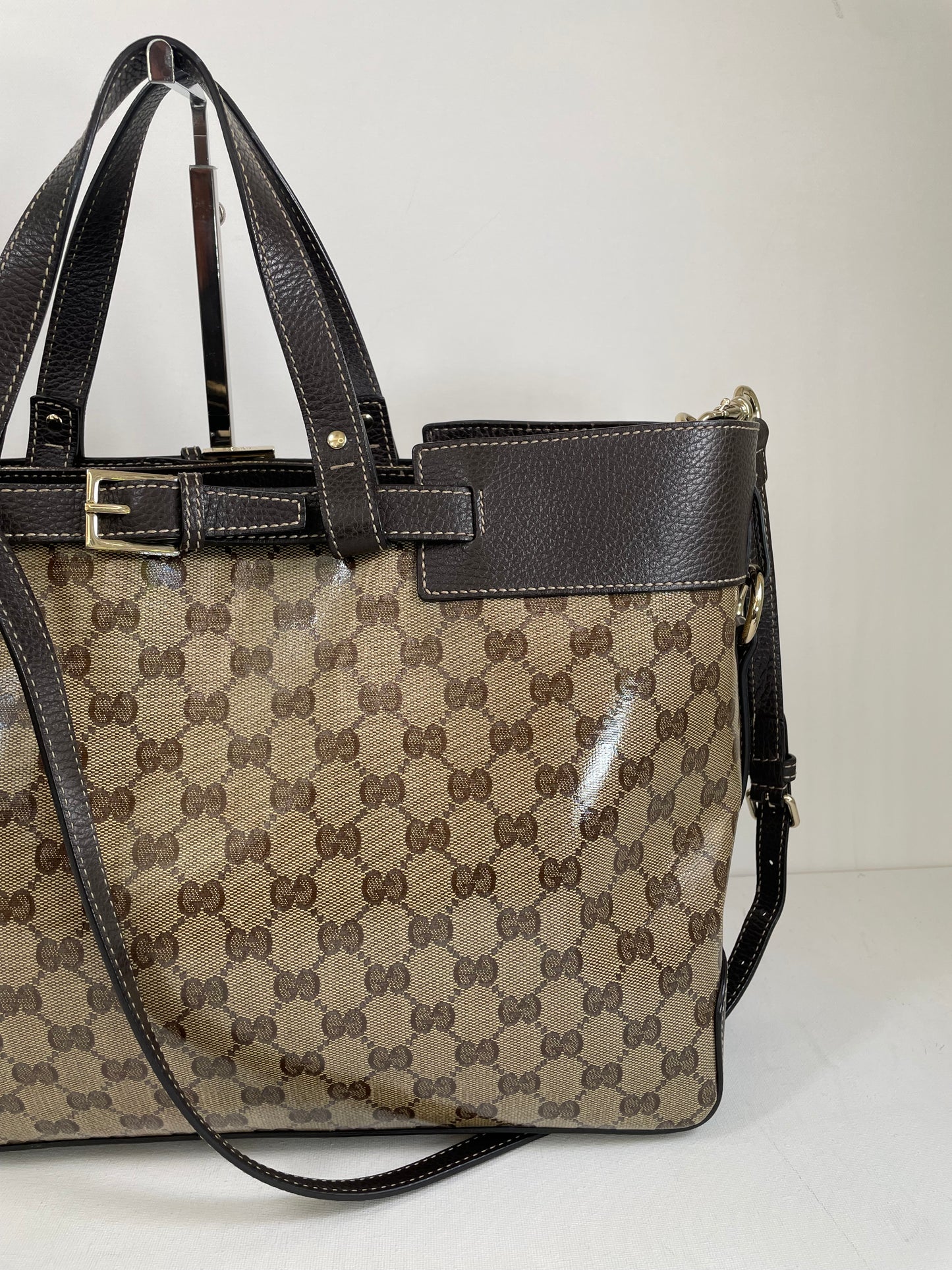 Preloved Gucci GG Crystal Coated Canvas Belted Tote Bag