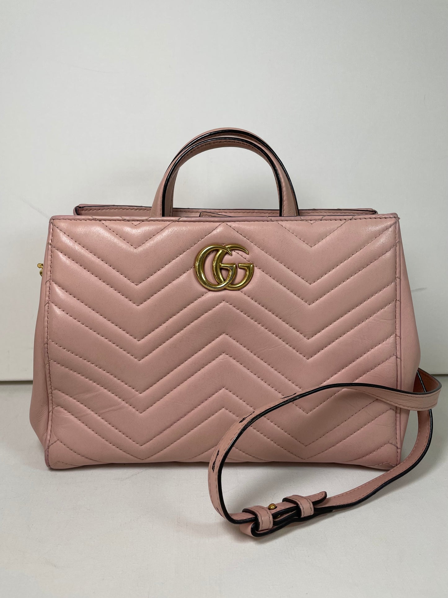 Preloved Gucci Quilted Marmont Top Handle Tote Bag, Small