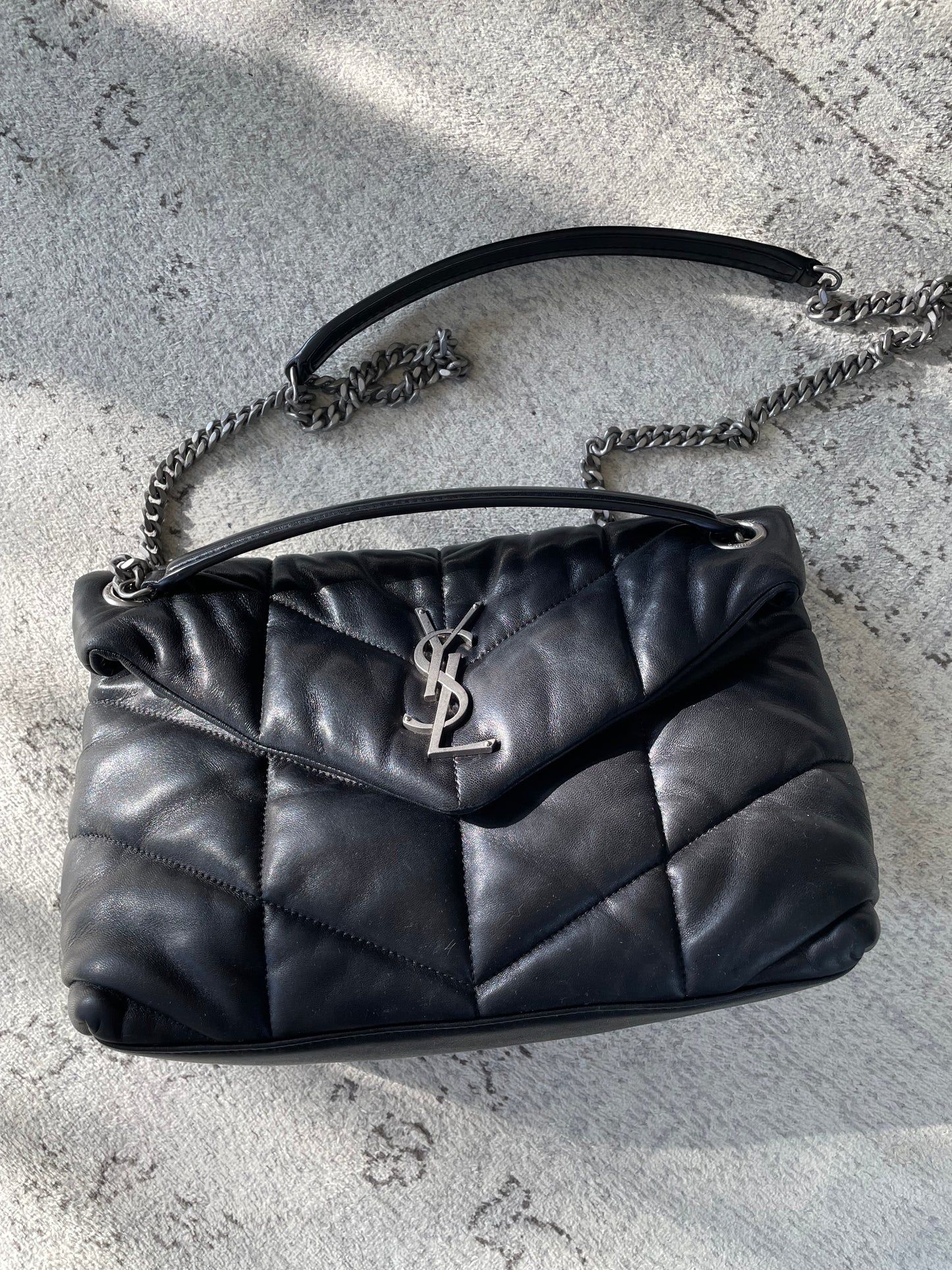 Preloved Saint Laurent Quilted LouLou Puffer Bag, Small