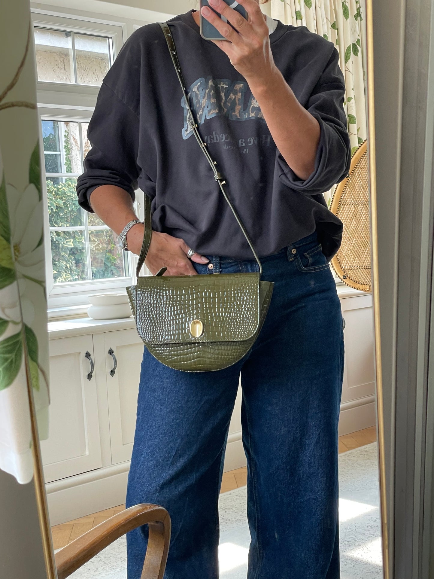 Preloved Wandler Billy Patent Moc Croc Crossbody Bag