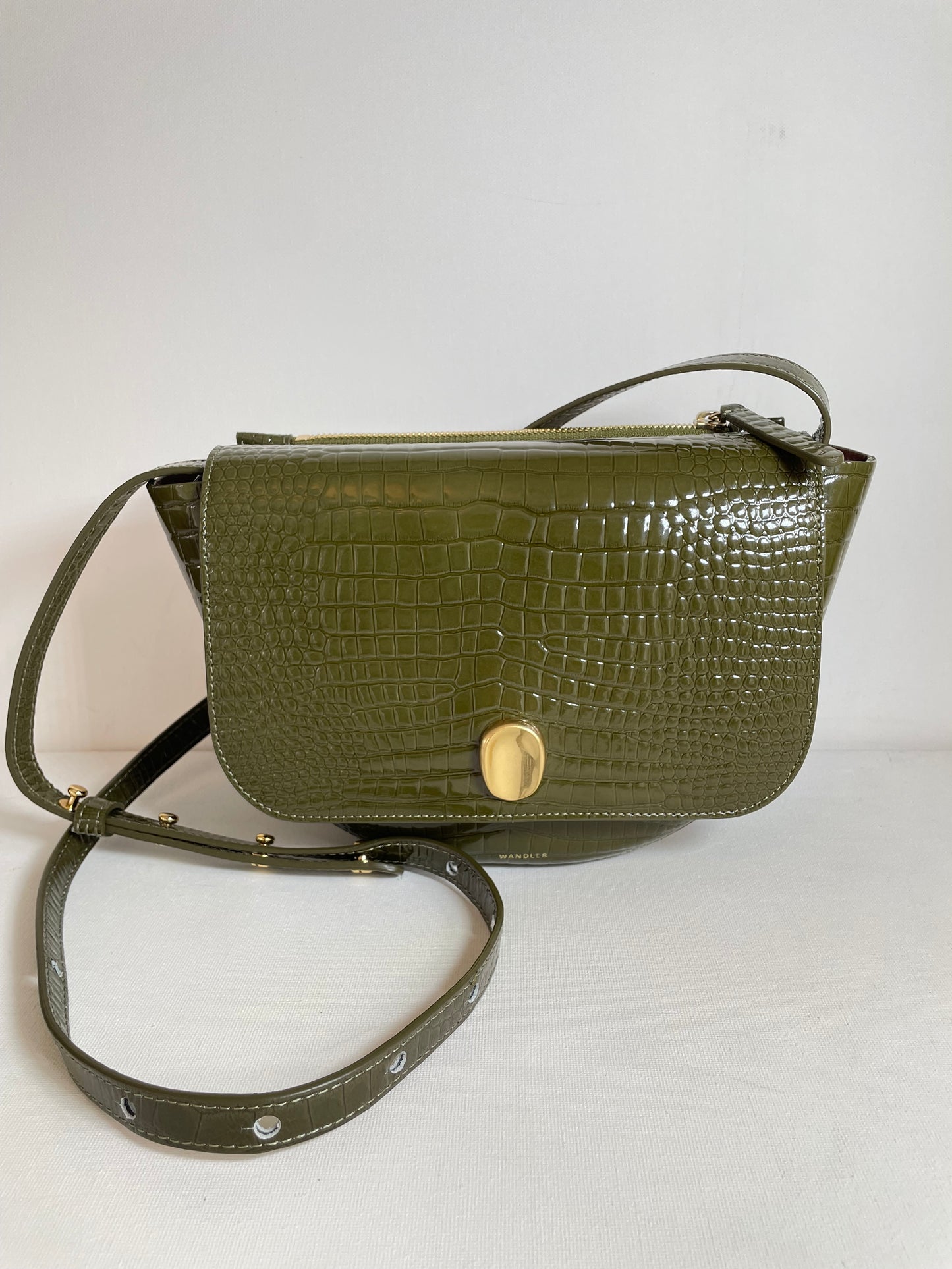 Preloved Wandler Billy Patent Moc Croc Crossbody Bag