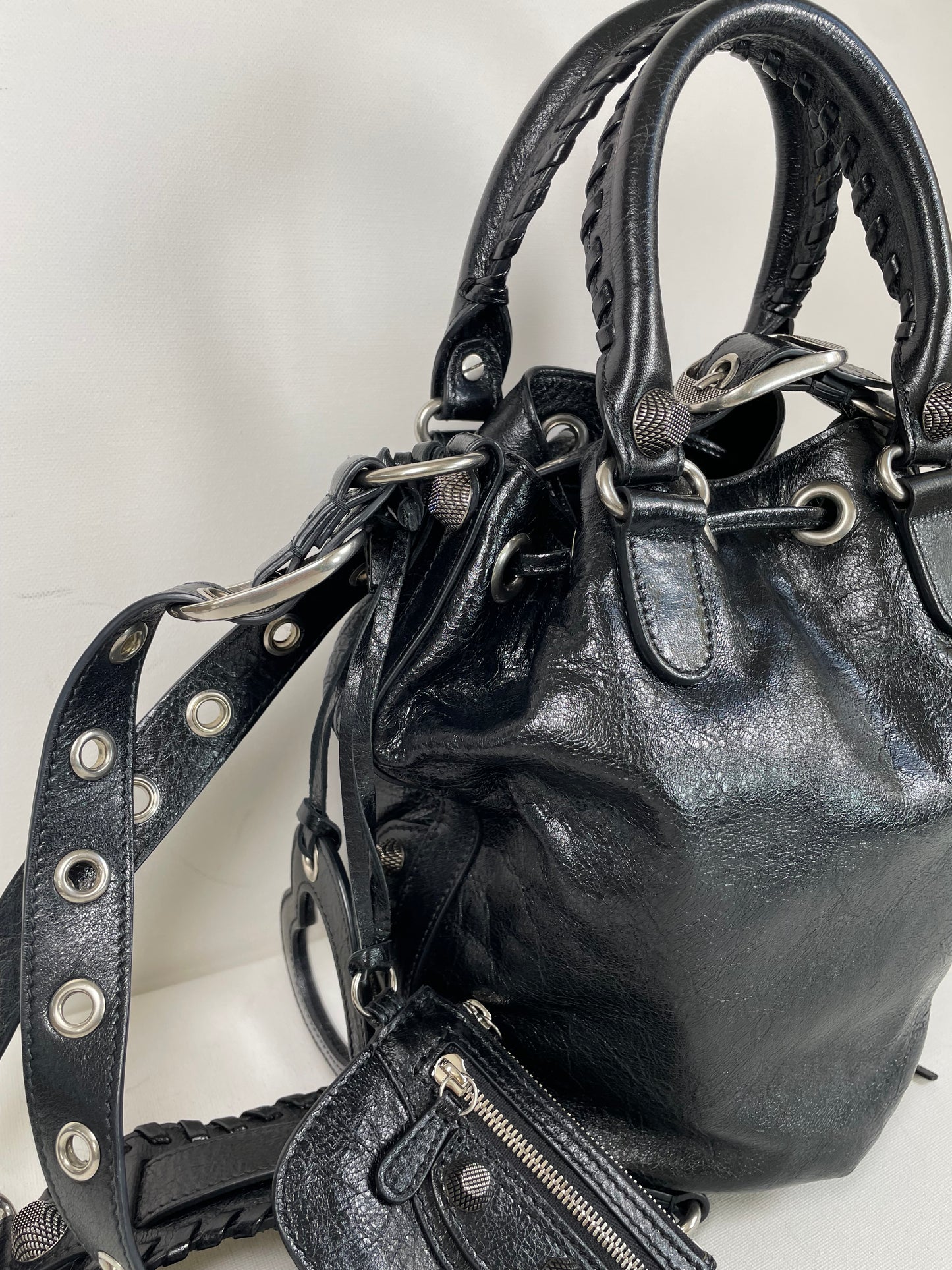 Preloved Balenciaga Agneau Arena Le Cagole Bucket Bag, Small
