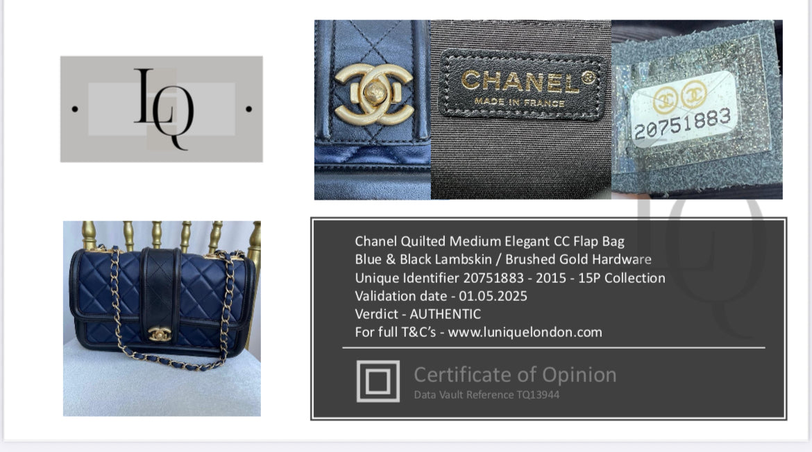 Preloved Chanel Lambskin Quilted Elegant CC Flap, Medium