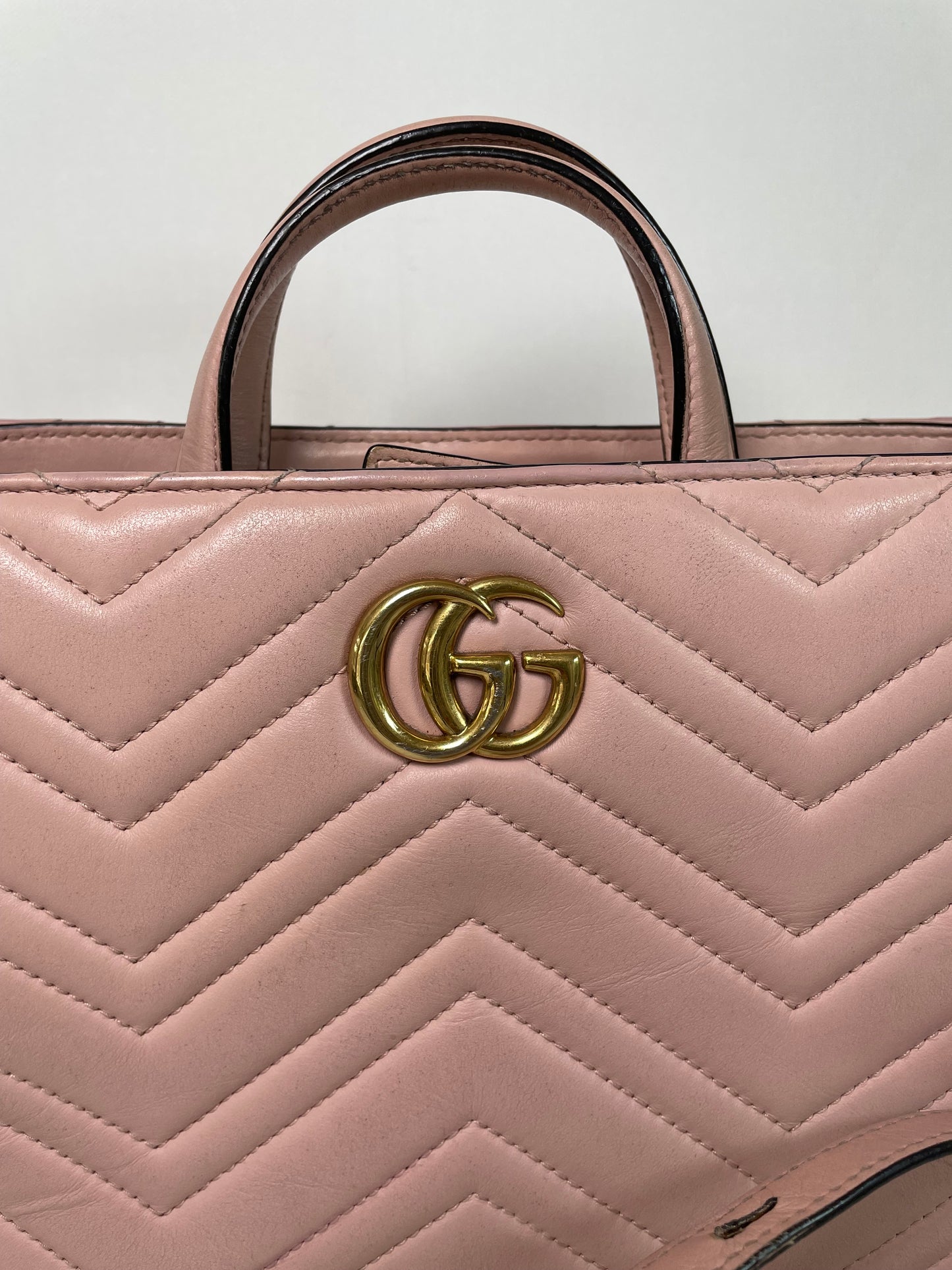 Preloved Gucci Quilted Marmont Top Handle Tote Bag, Small