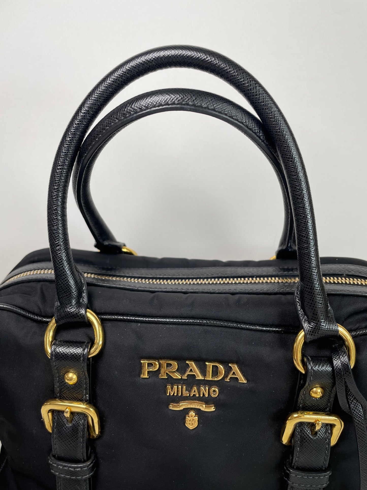 Preloved Prada Top Handle Tote Bag with Long Strap