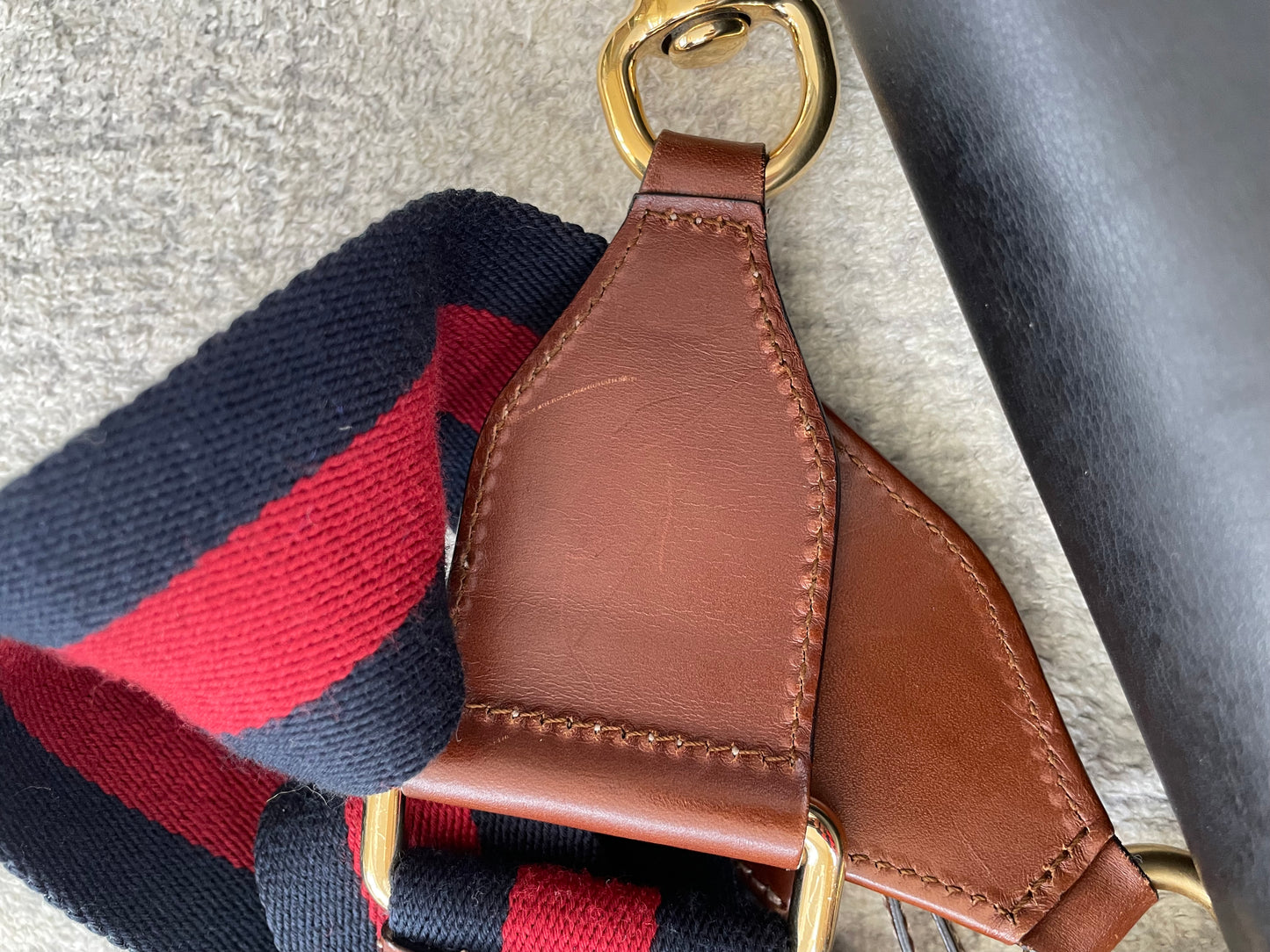 Preloved Gucci GG Supreme Monogram Saddle Lock Messenger Shoulder Bag, Small