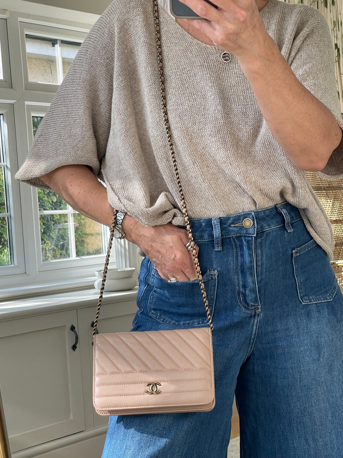 Preloved Chanel Diagonal Quilted Wallet On Chain, WOC