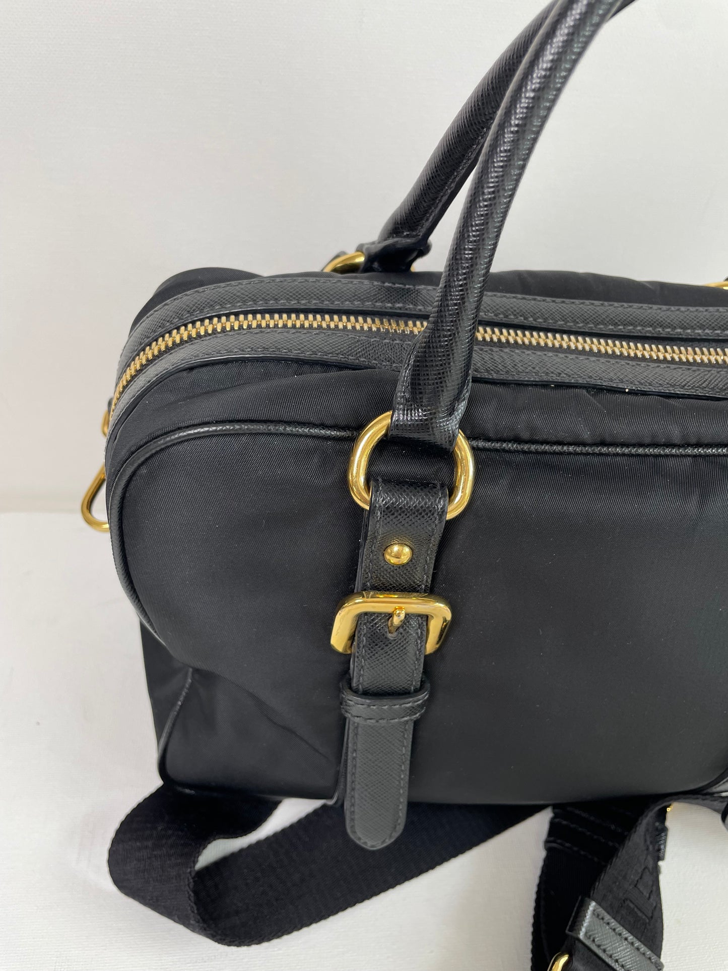 Preloved Prada Top Handle Tote Bag with Long Strap