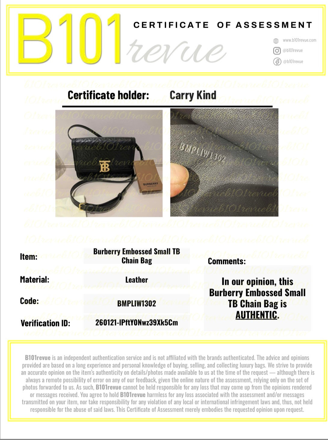 Preloved Burberry Monogram TB Shoulder Bag, Small