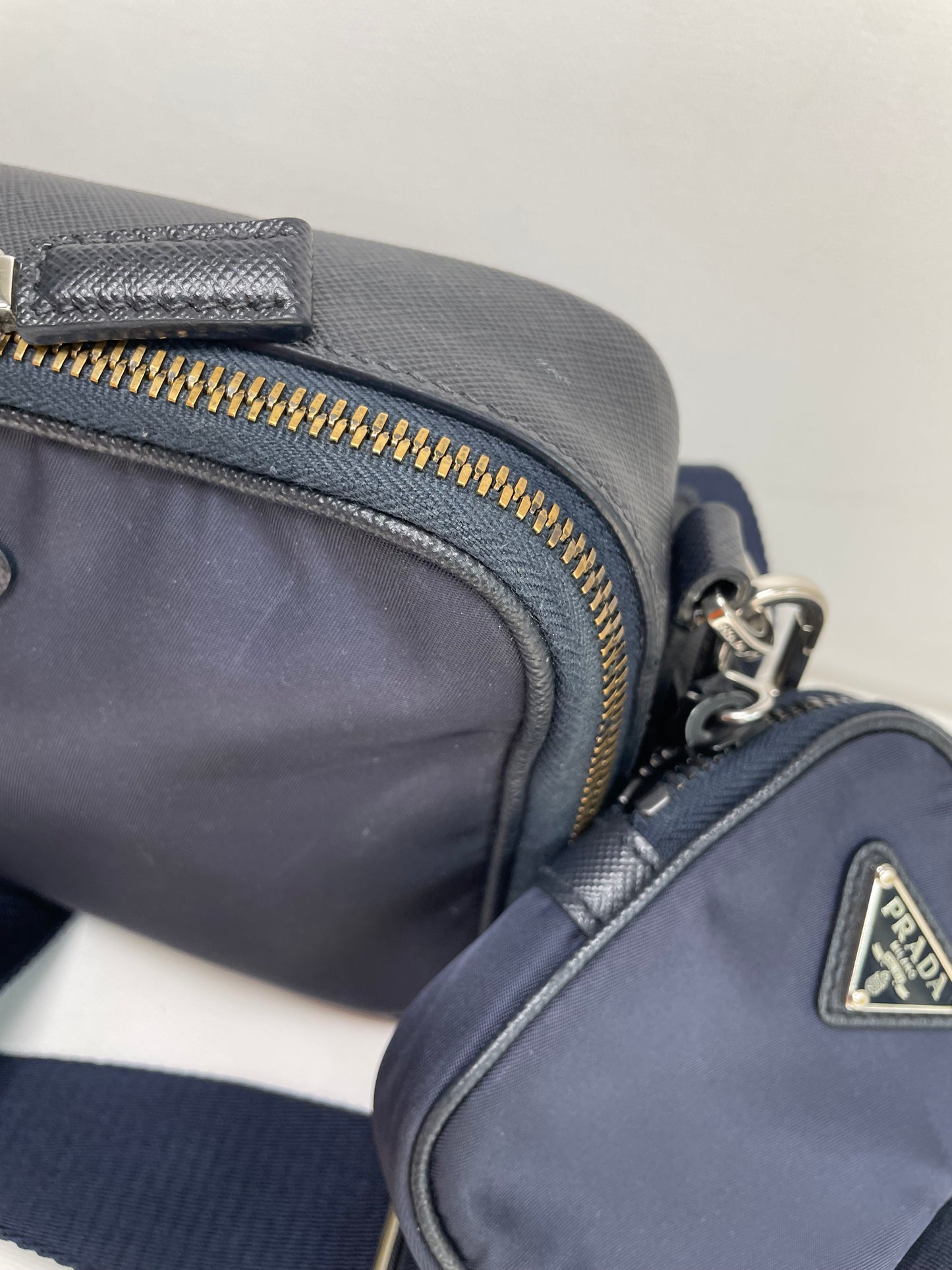Preloved Prada Re-Nylon and Saffiano leather crossbody camera bag