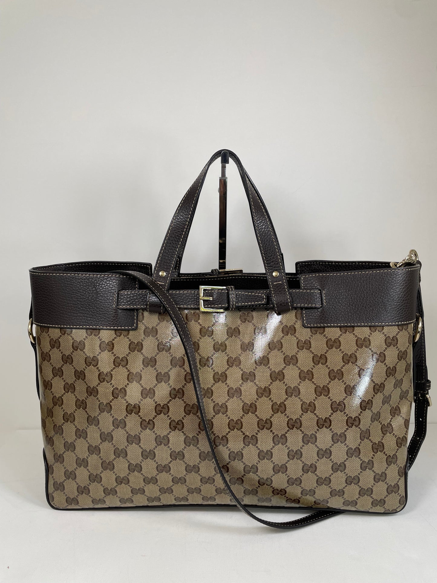 Preloved Gucci GG Crystal Coated Canvas Belted Tote Bag