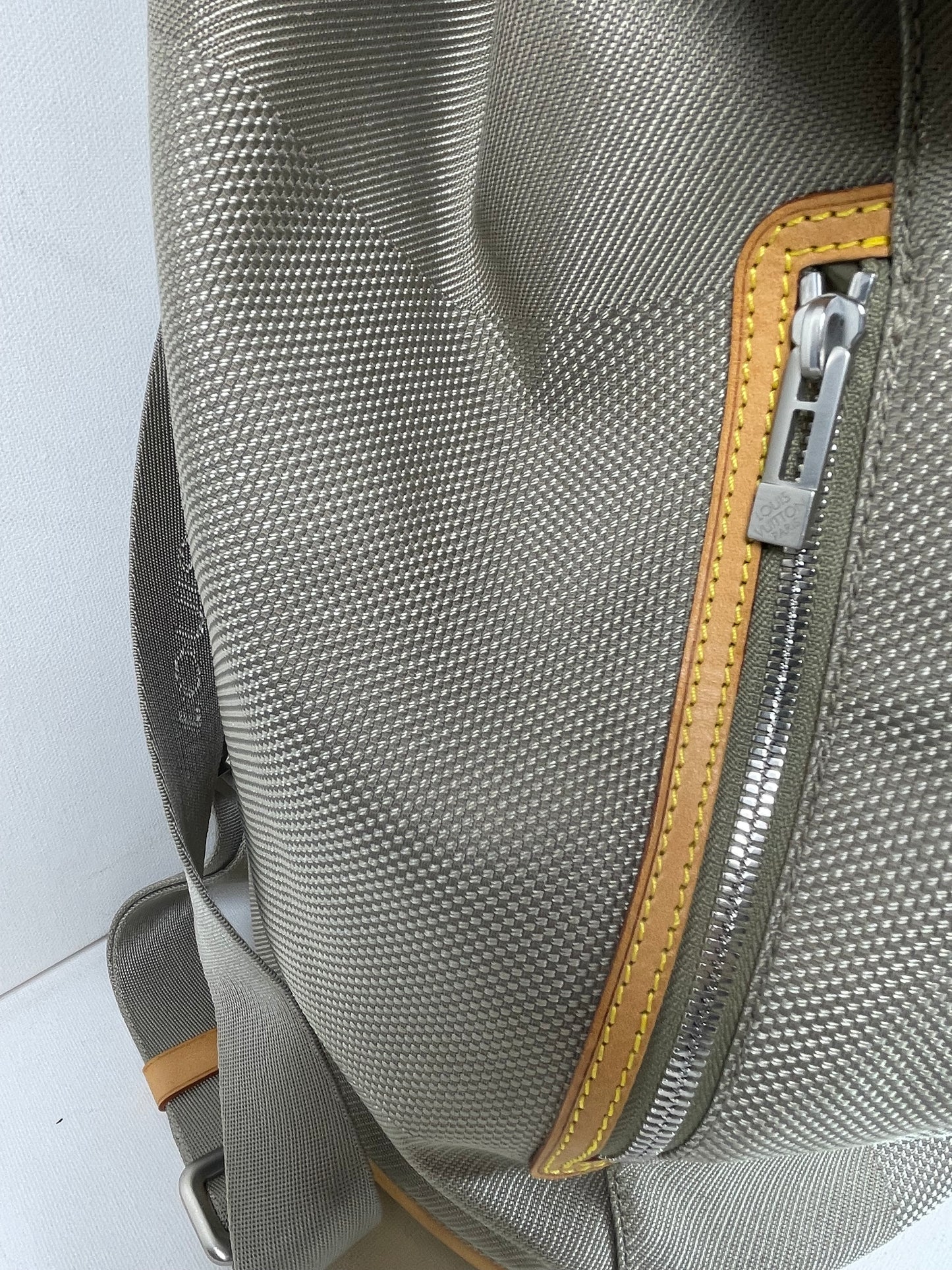 Preloved Louis Vuitton Pioneer Backpack in Damier Jean Canvas and Sable Silvertone Hardware