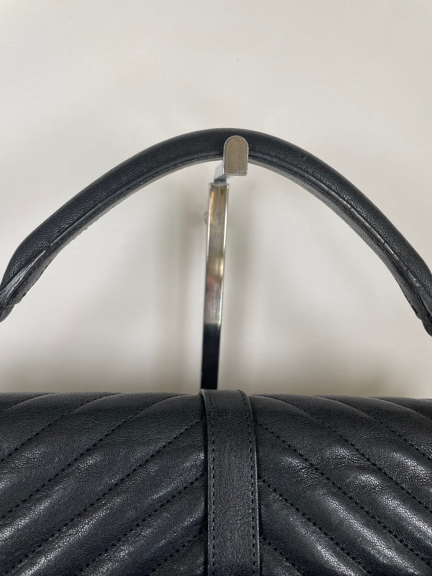Preloved Saint Laurent Matelasse Chevron Monogram College Bag, Large
