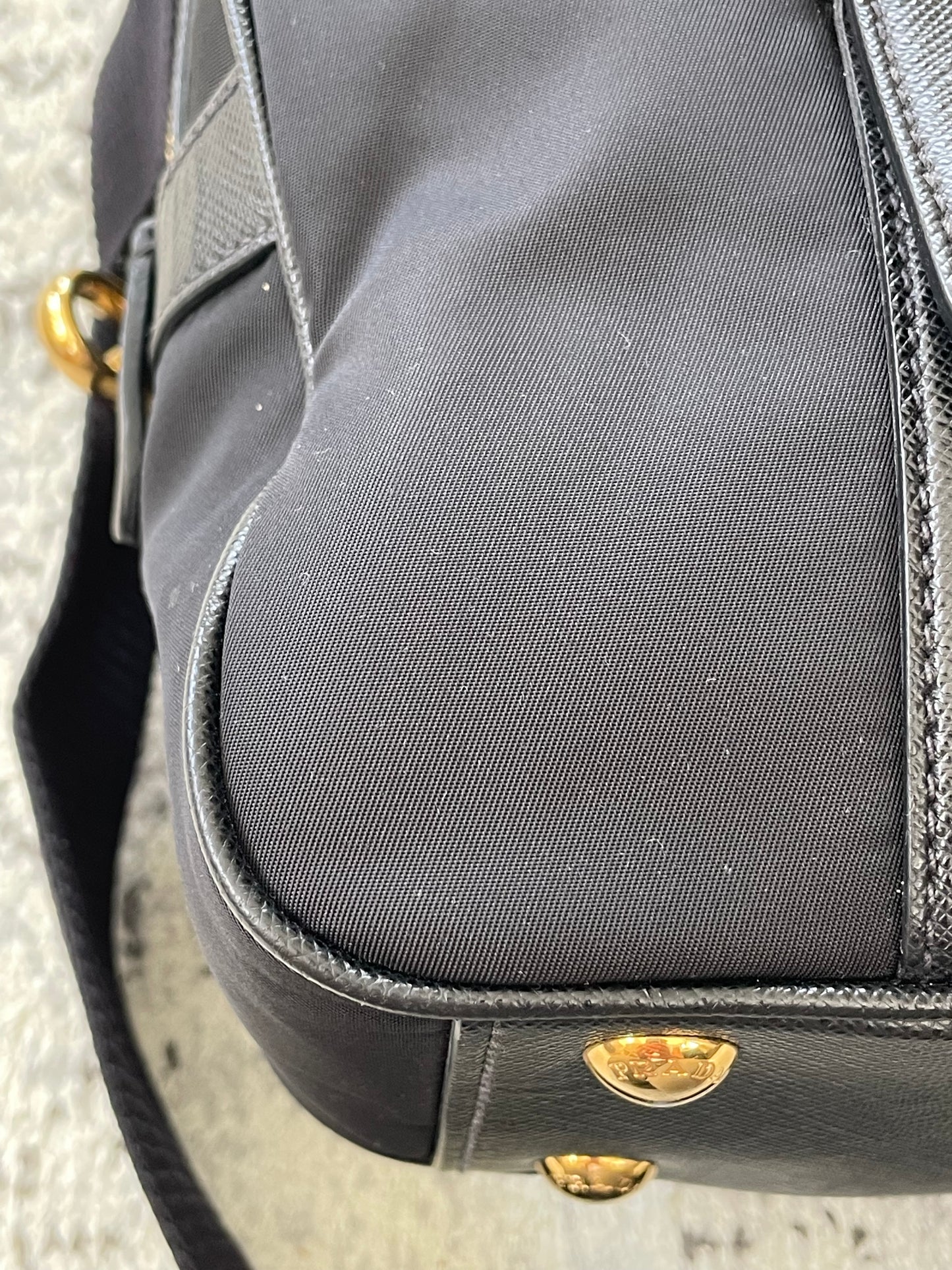 Preloved Prada Top Handle Tote Bag with Long Strap