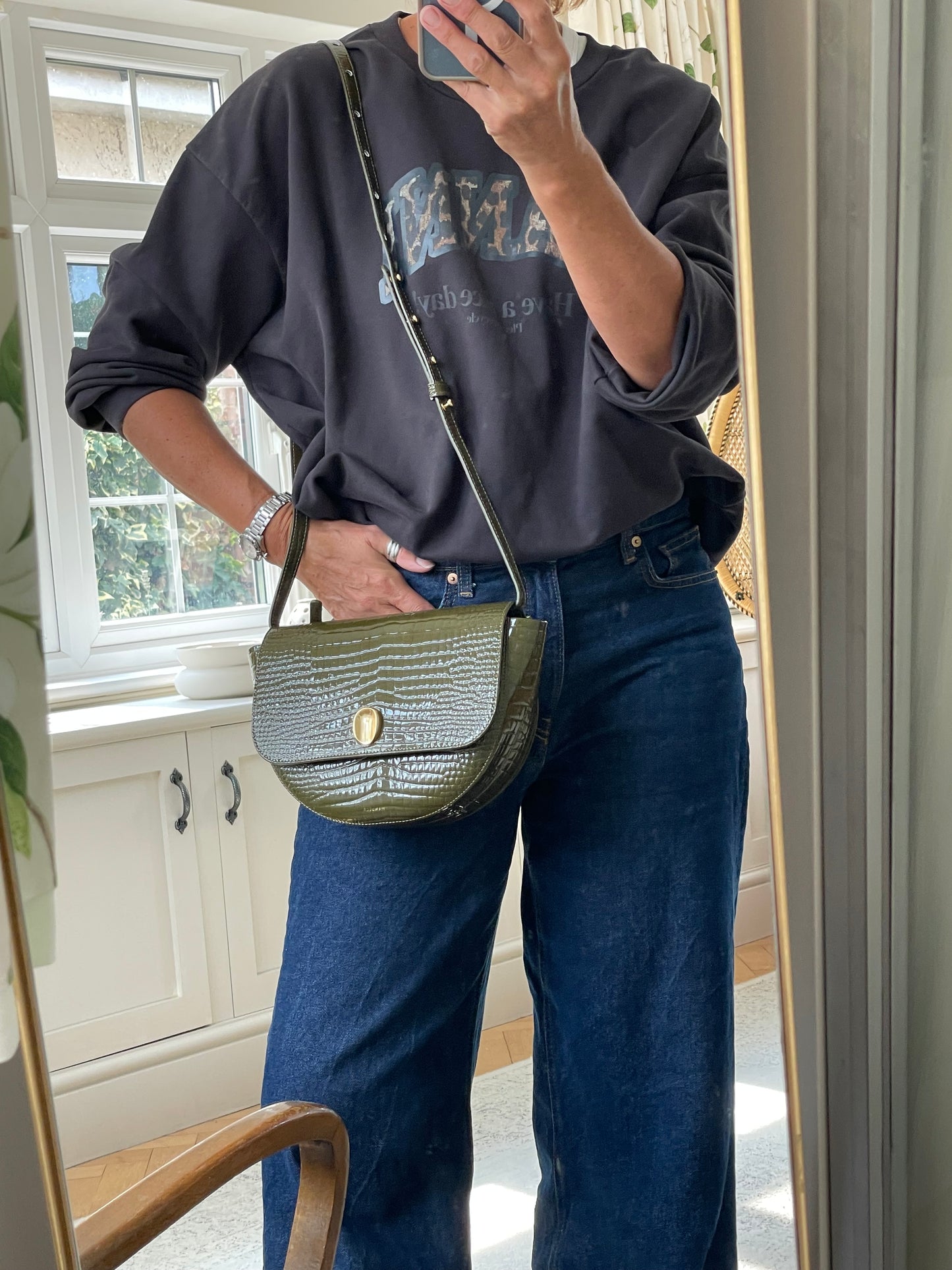 Preloved Wandler Billy Patent Moc Croc Crossbody Bag