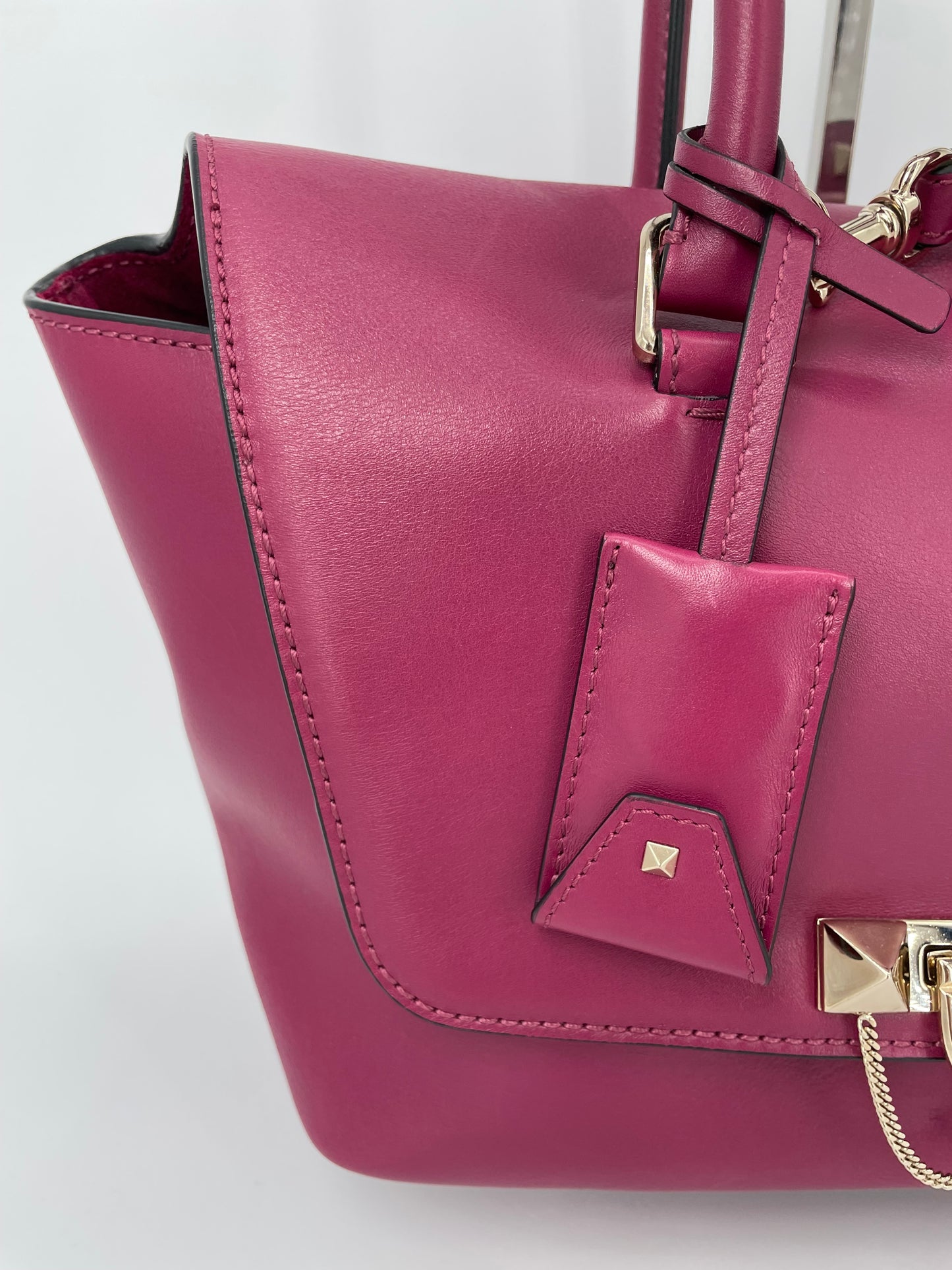 Preloved Valentino Garavani Rockstud Demilune Double Handle Satchel Bag, Small