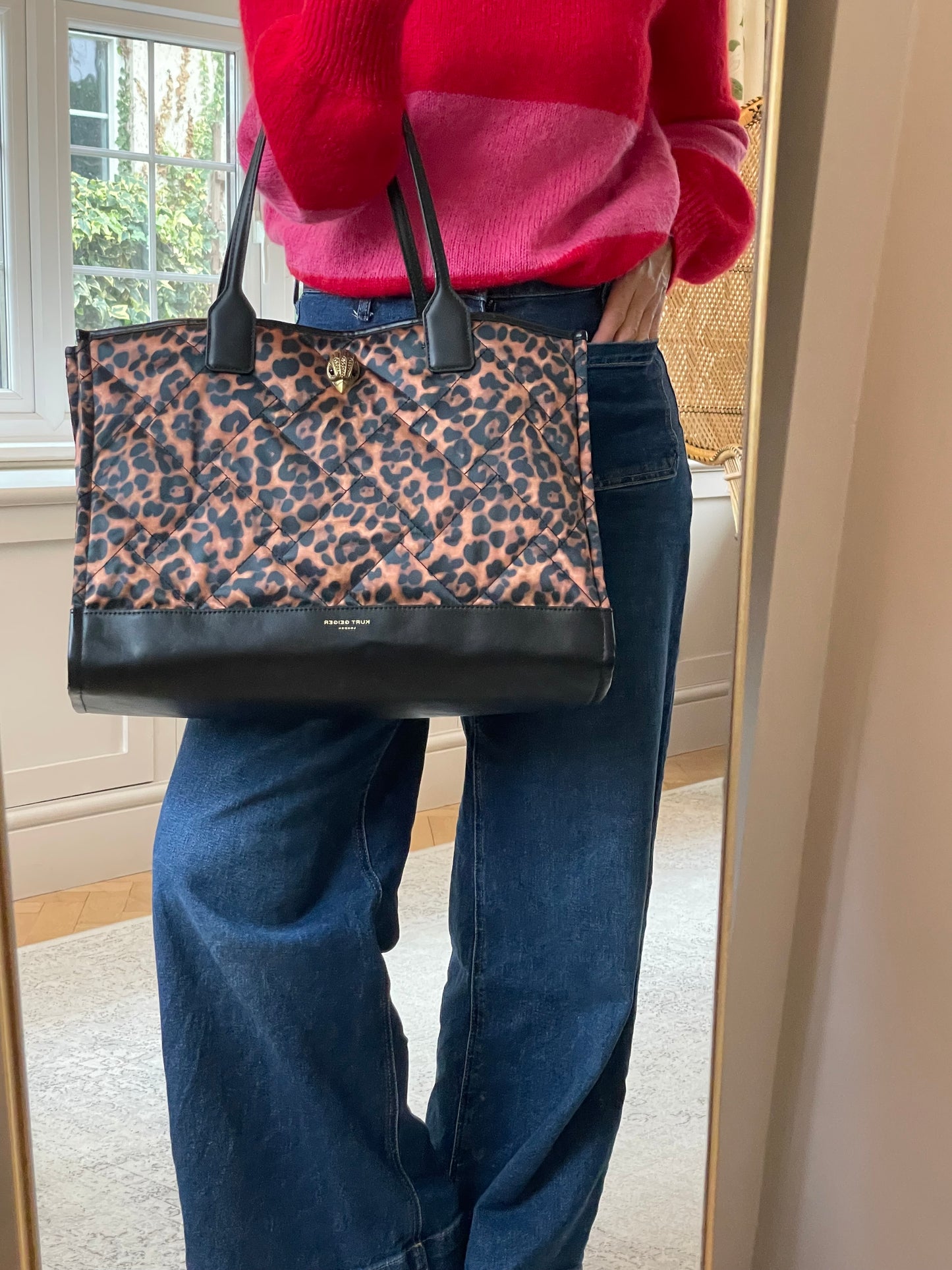 Preloved Kurt Geiger Leopard Print Shopping Tote Bag
