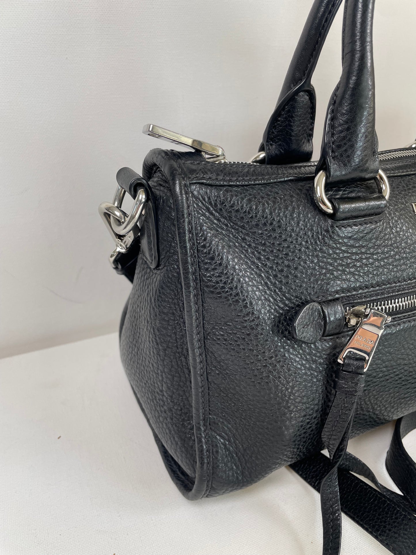 Preloved Prada Vitello Daino Bauletto Bag, Small