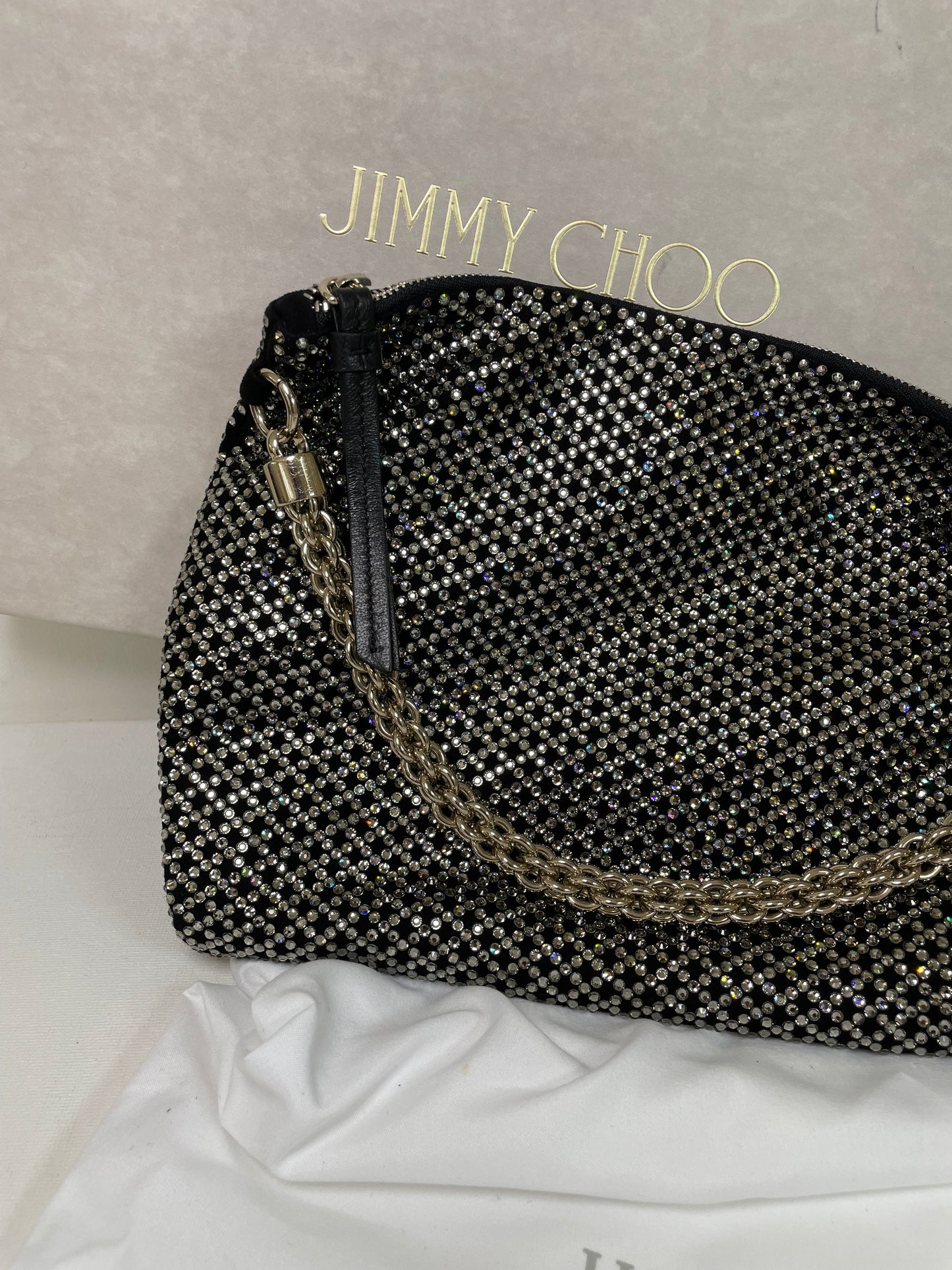 Preloved Jimmy Choo Sequin studded Crystal Tassel Callie Clutch