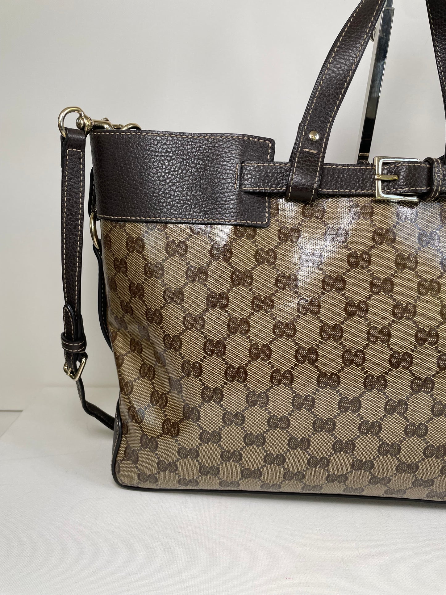 Preloved Gucci GG Crystal Coated Canvas Belted Tote Bag