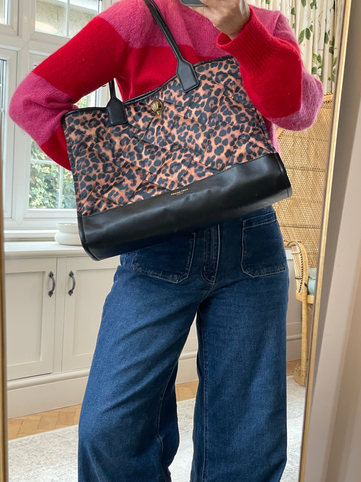 Preloved Kurt Geiger Leopard Print Shopping Tote Bag